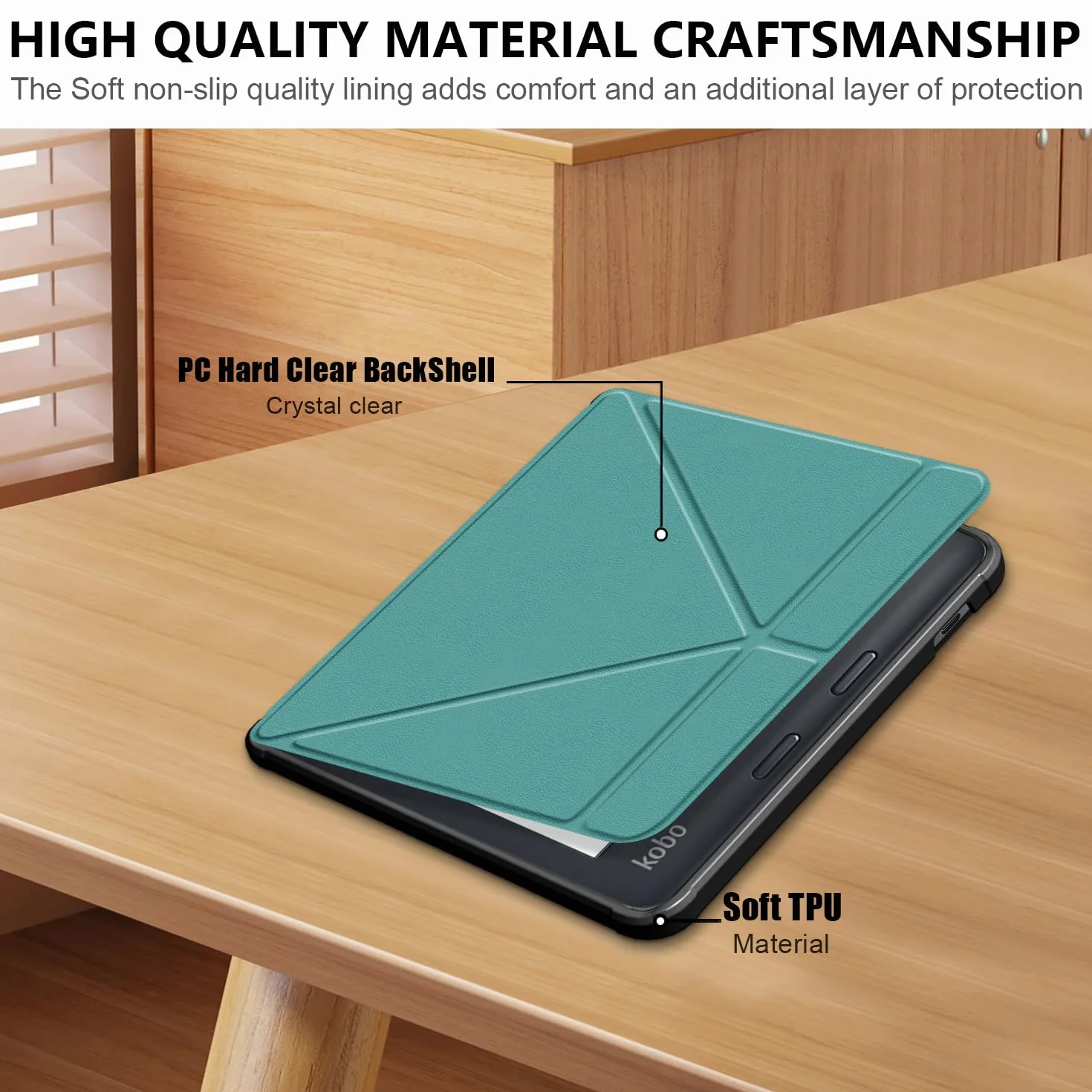 Custodia Kobo Libra Colour 2024 Libra 2 2021 Vision 6 2021 7 Pollici eReader Ultra Sottile Cover Supporto Verde