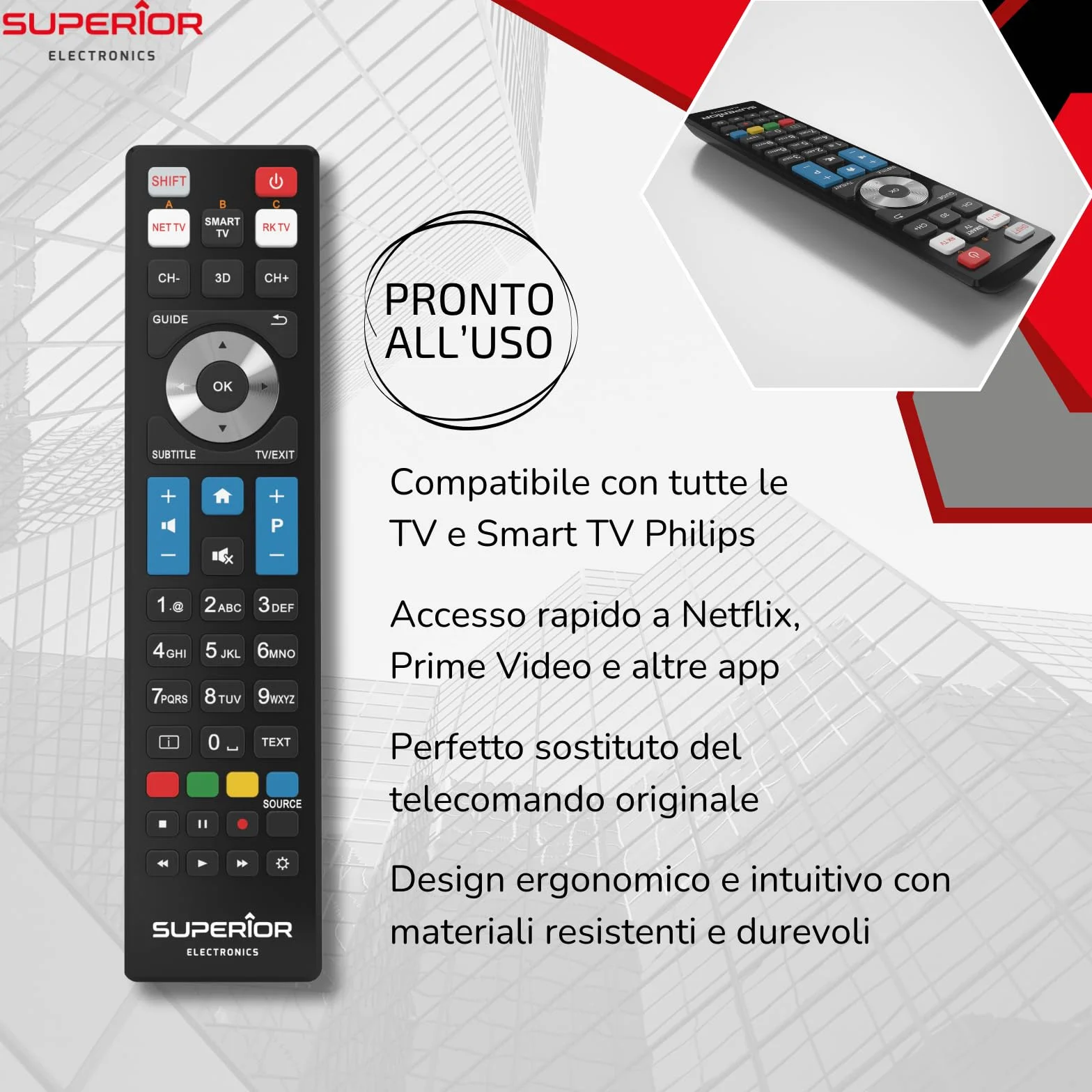 PHILIPS Telecomando Universale SUPTRB010 per TV e SMART TV