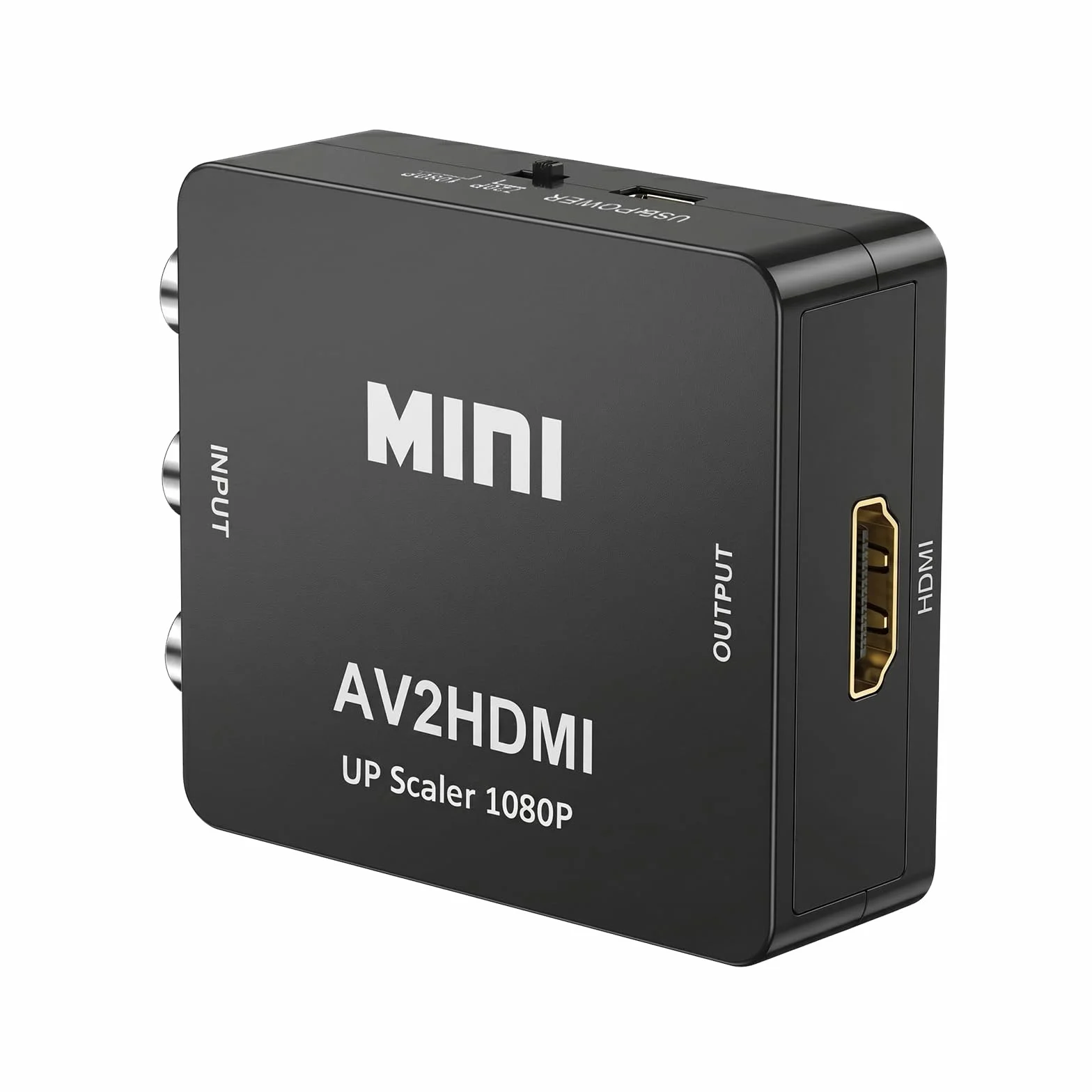 Convertitore RCA a HDMI, Adattatore AV a HDMI Mini 1080P, Composite Video Audio a HDMI, Plug & Play con Cavo USB, PAL/NTSC/SECAM per PS1 PS2 Wii N64 VHS VCR DVD