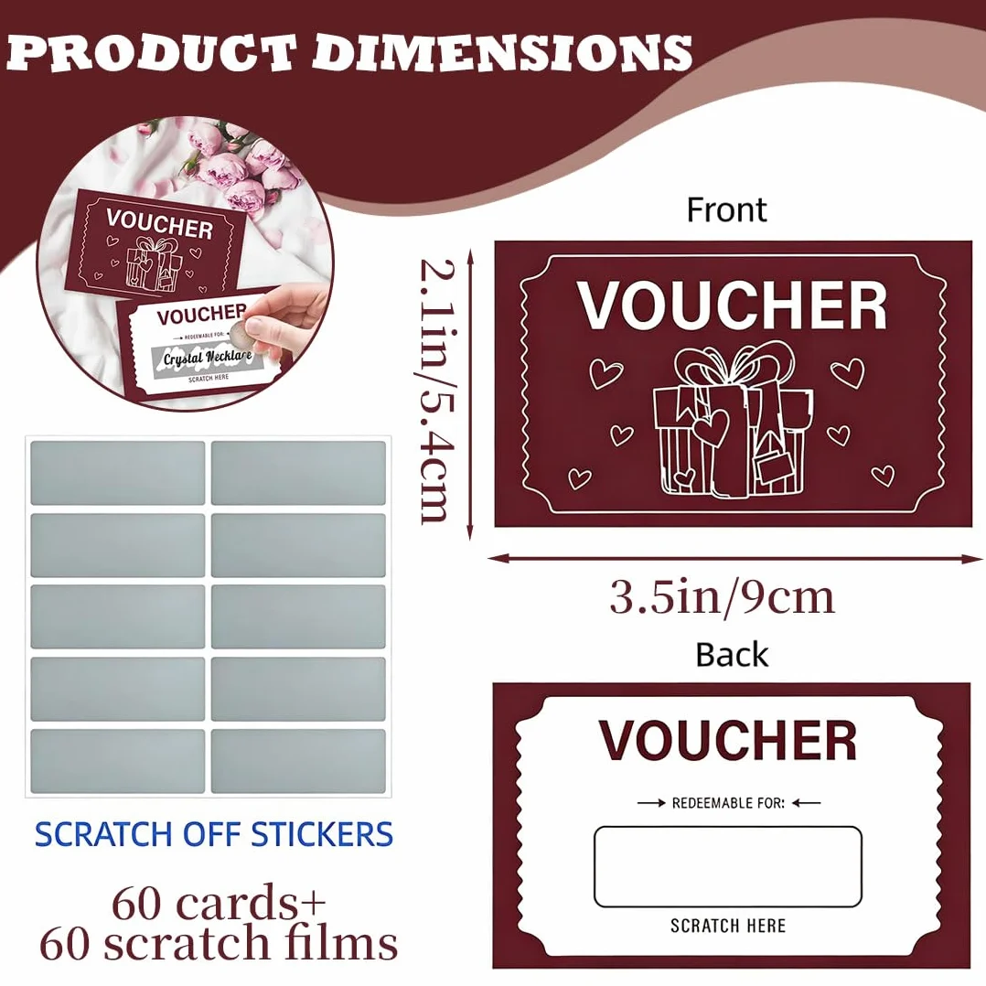 Carte Gratta e Vinci Vuote Rosso con Adesivi, Biglietti Scratch Off per Buoni Regalo DIY - Fornitura per Feste, Aziende, Compleanni e Matrimoni