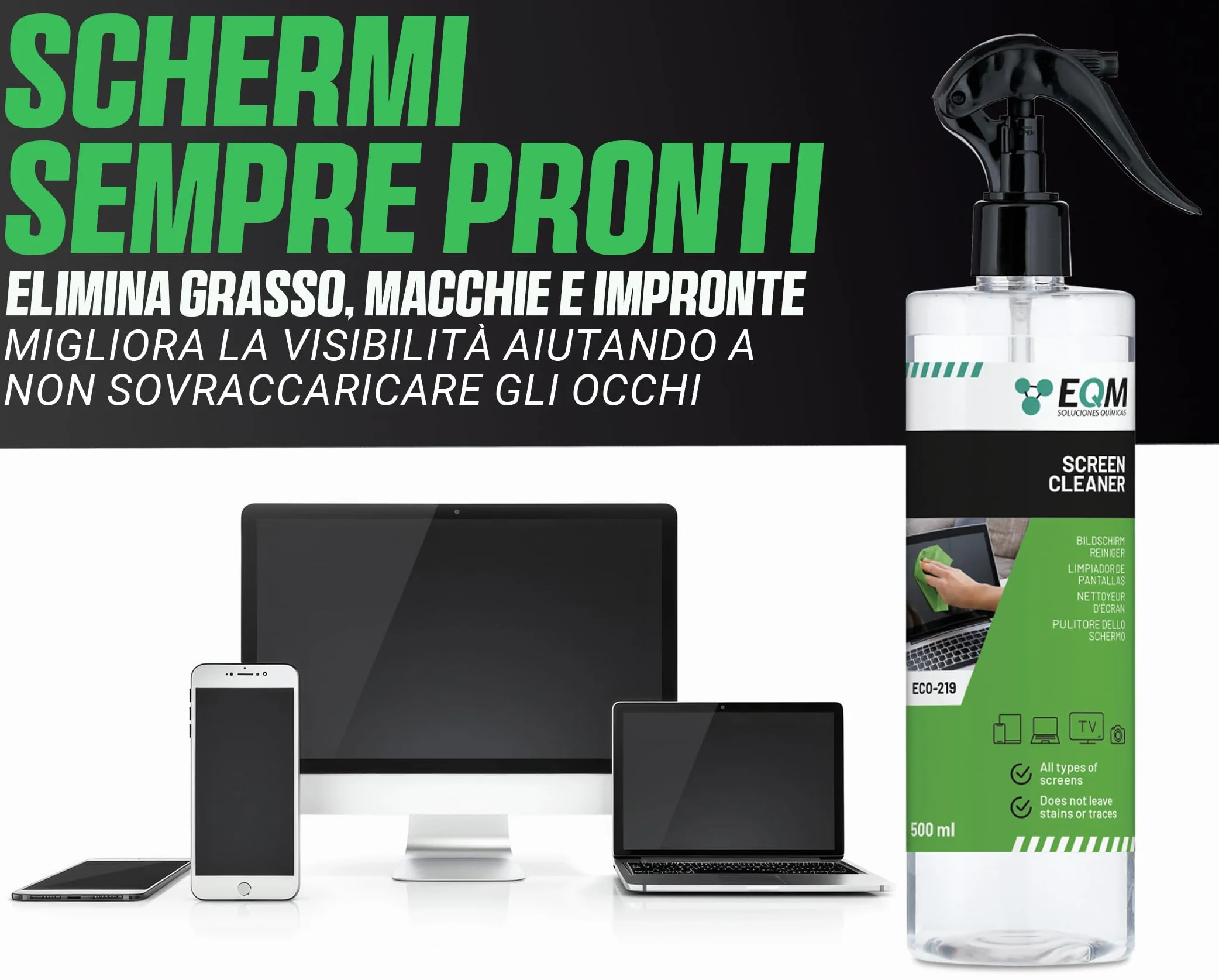 Pulizia dello Schermo 500 ML EQM ECO-219 Panno in Microfibra per Display Tablet Cellulare Laptop