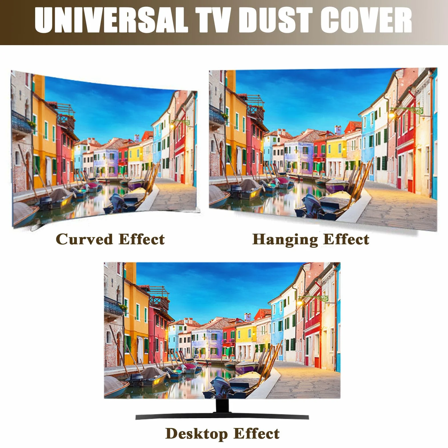 Hixingo Copertura Antipolvere per TV Motivo Delfino 3D Copri Televisore Elastica Universale 49-52inch