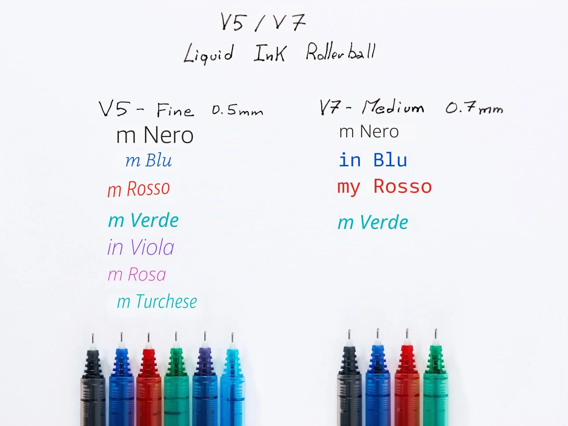 PILOT V5 Penna Roller Inchiostro Liquido Punta Fine 0,5 mm Nero Asciugatura Rapida