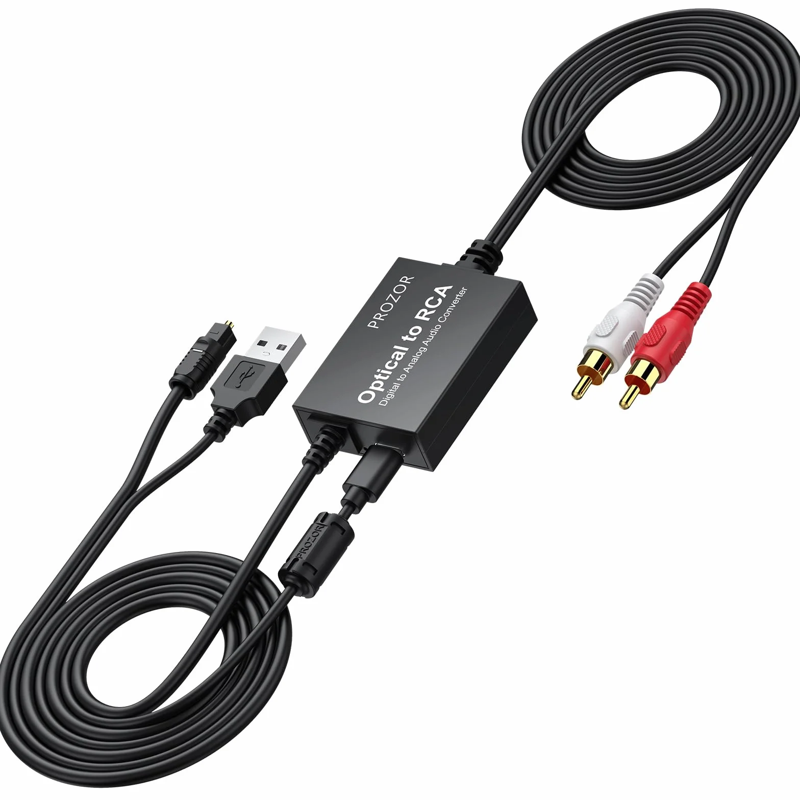 PROZOR DAC 2.1m SPDIF a RCA 192KHz/24bit Adattatore Ottico Toslink a AV Convertitore Audio Digitale a Analogico