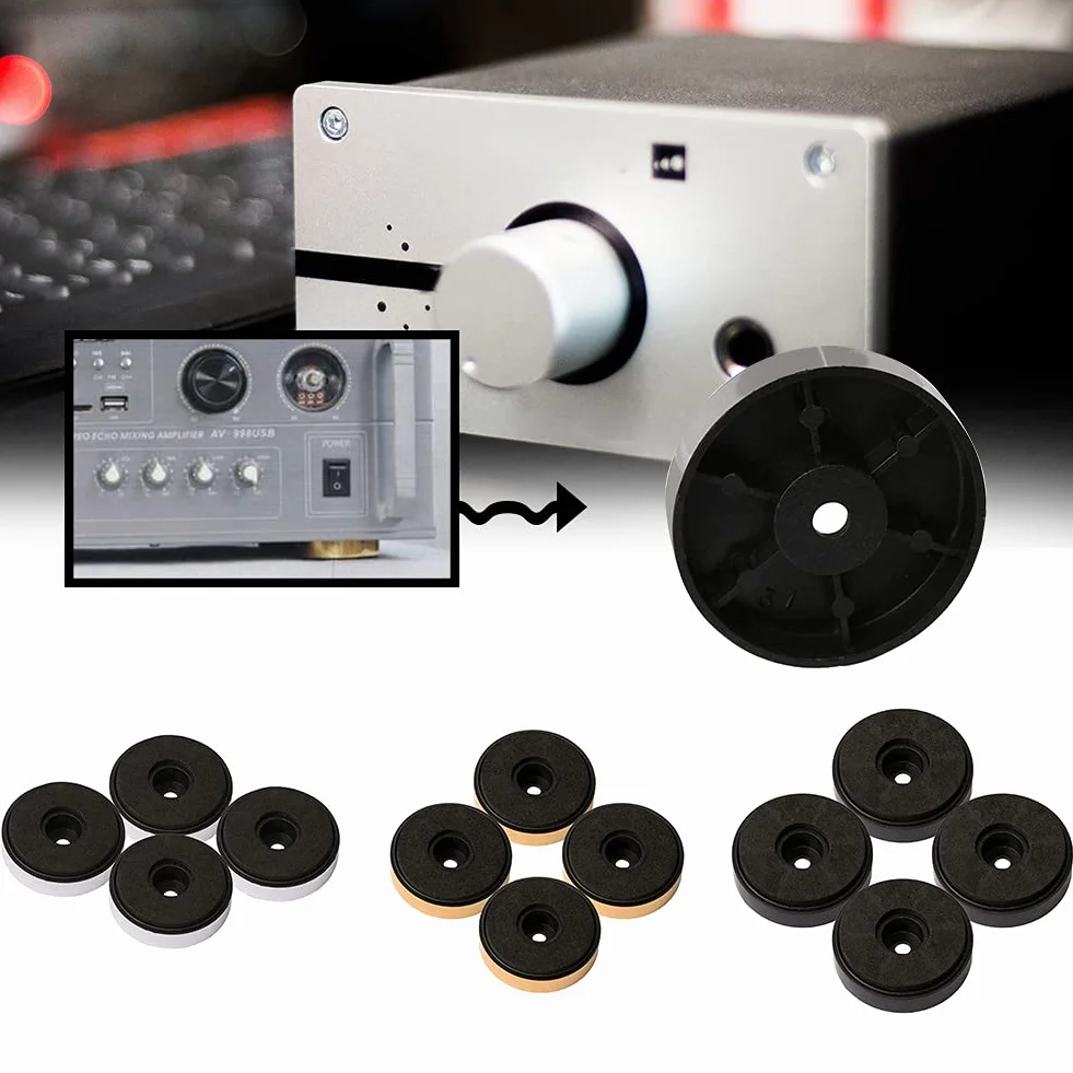 Piedini di Isolamento per Giradischi in Alluminio 40x10mm Supporto Piede Coni Base Audio Amplificatore (Nero)