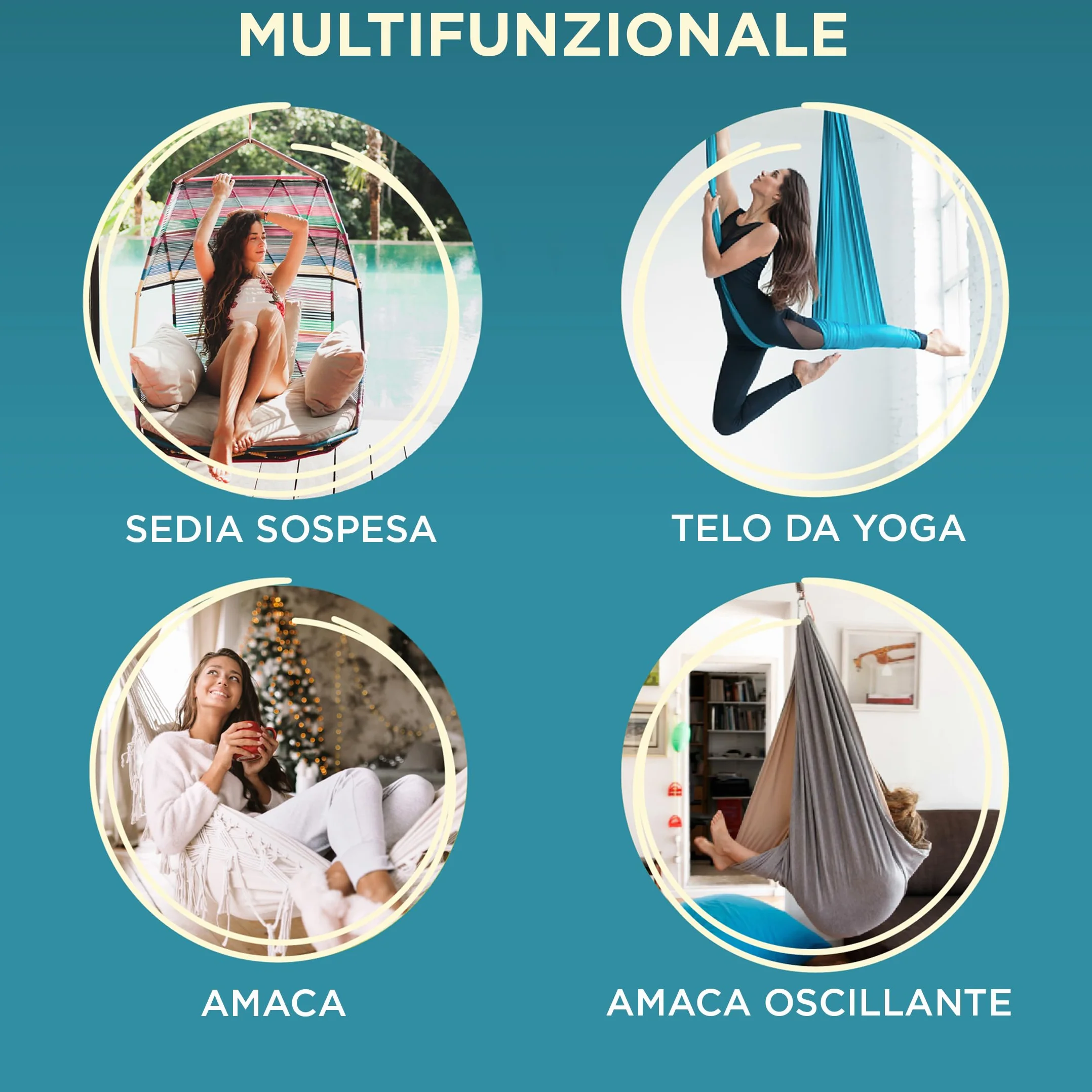 KLIFFHÄNGER Catena di Sospensione con Due Moschettoni per Sedie Sospese e Amache 50 cm