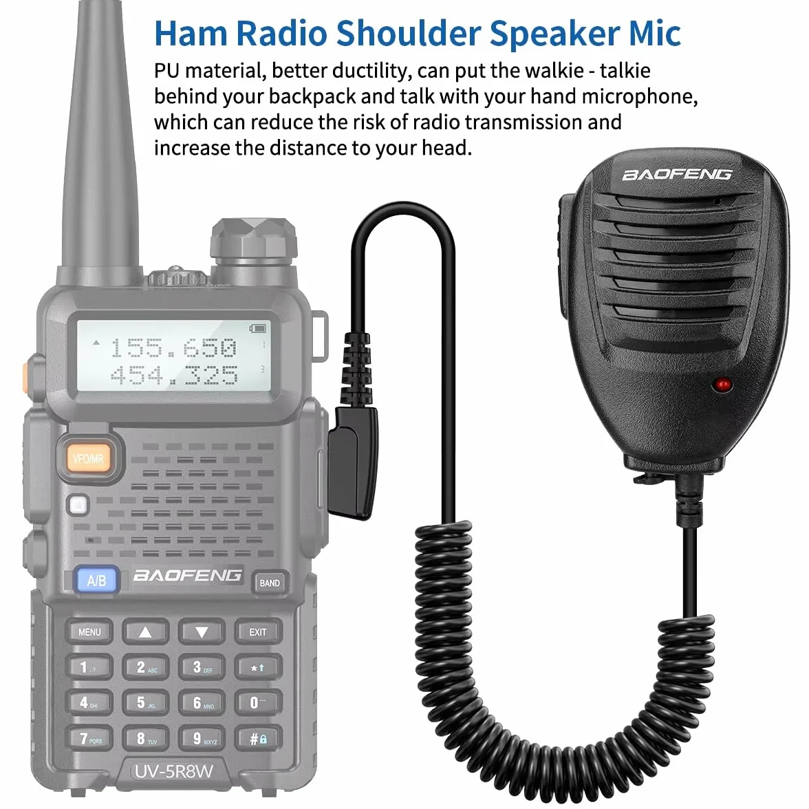 Microfono Altoparlante per Walkie Talkie Compatibile BaoFeng UV-5R BF-F8HP GT-3 BF-888s