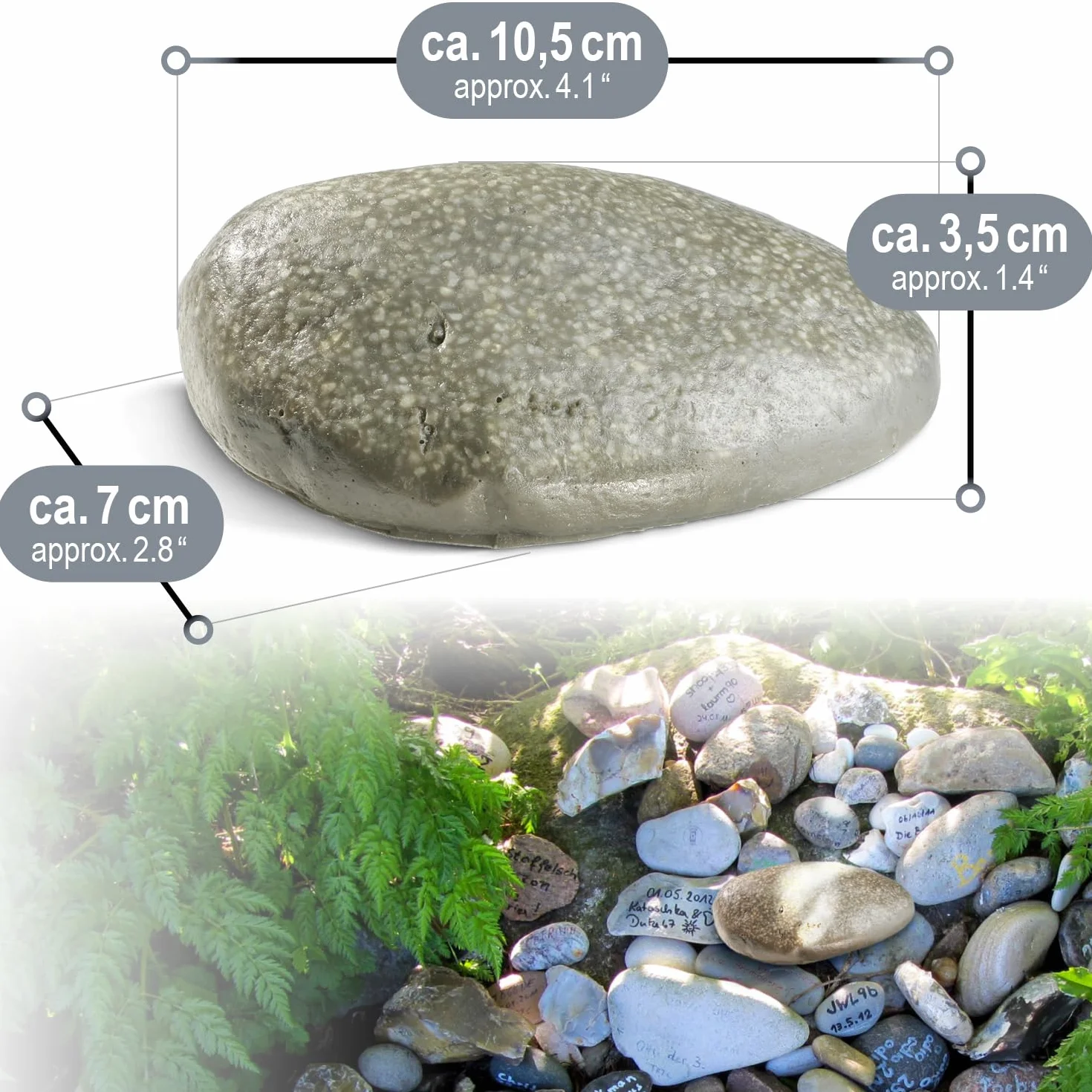 COM-FOUR® Finta Pietra Chiave Pebblestone con Scomparto Segreto per Geocaching - Nascondiglio Chiave in Aspetto Pietra
