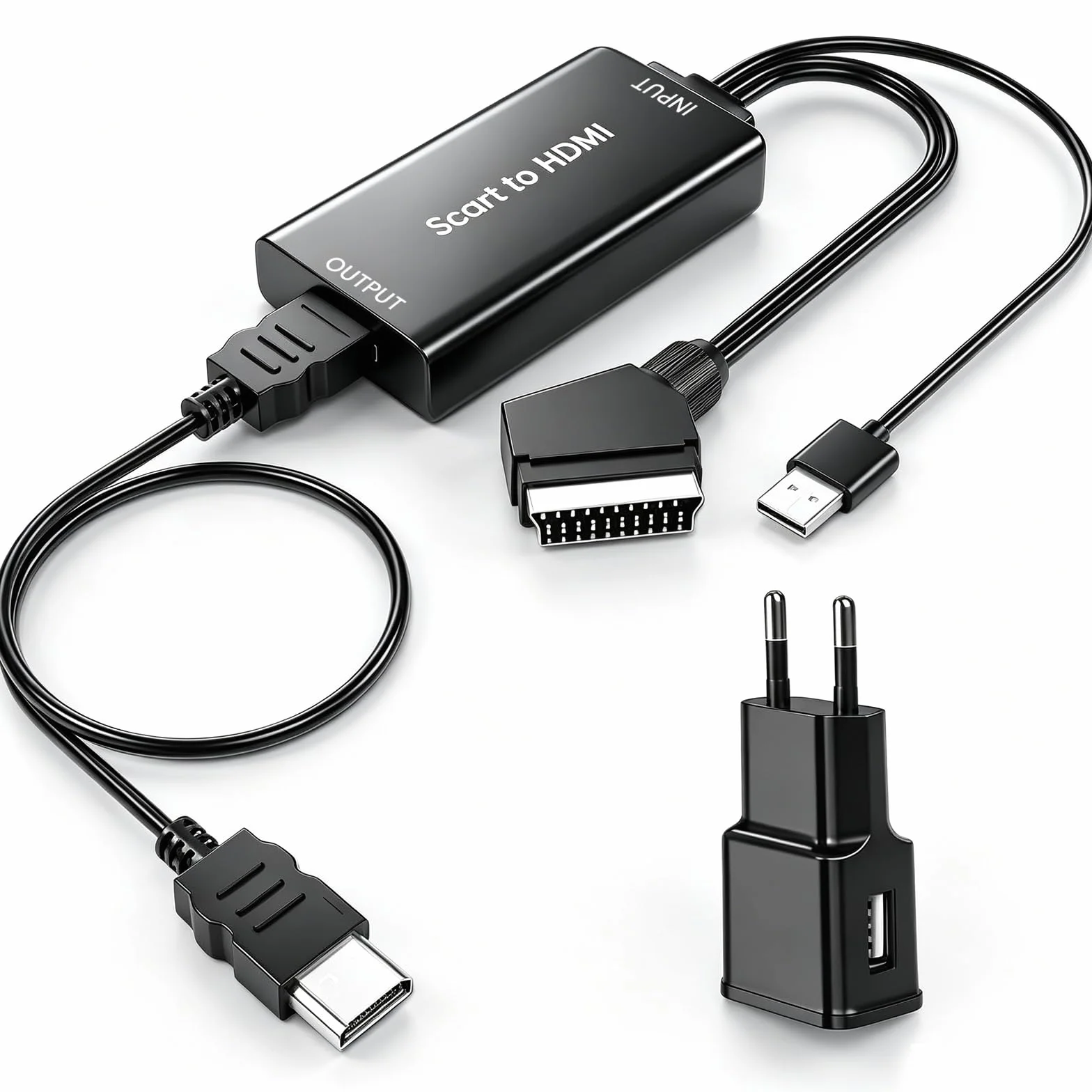AMANKA Cavo Adattatore Scart HDMI, Convertitore da Scart a HDMI, Supporta Stereo HD 720/1080P per HDTV