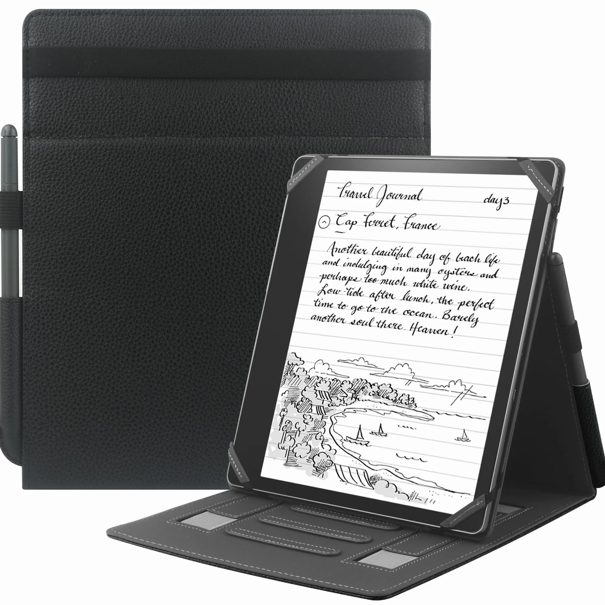 Custodia universale per eReader 10.2 pollici con supporto cinturino e penna Compatibile con Scribe 2024/2022 Note Air 2 Plus Note Air-BK