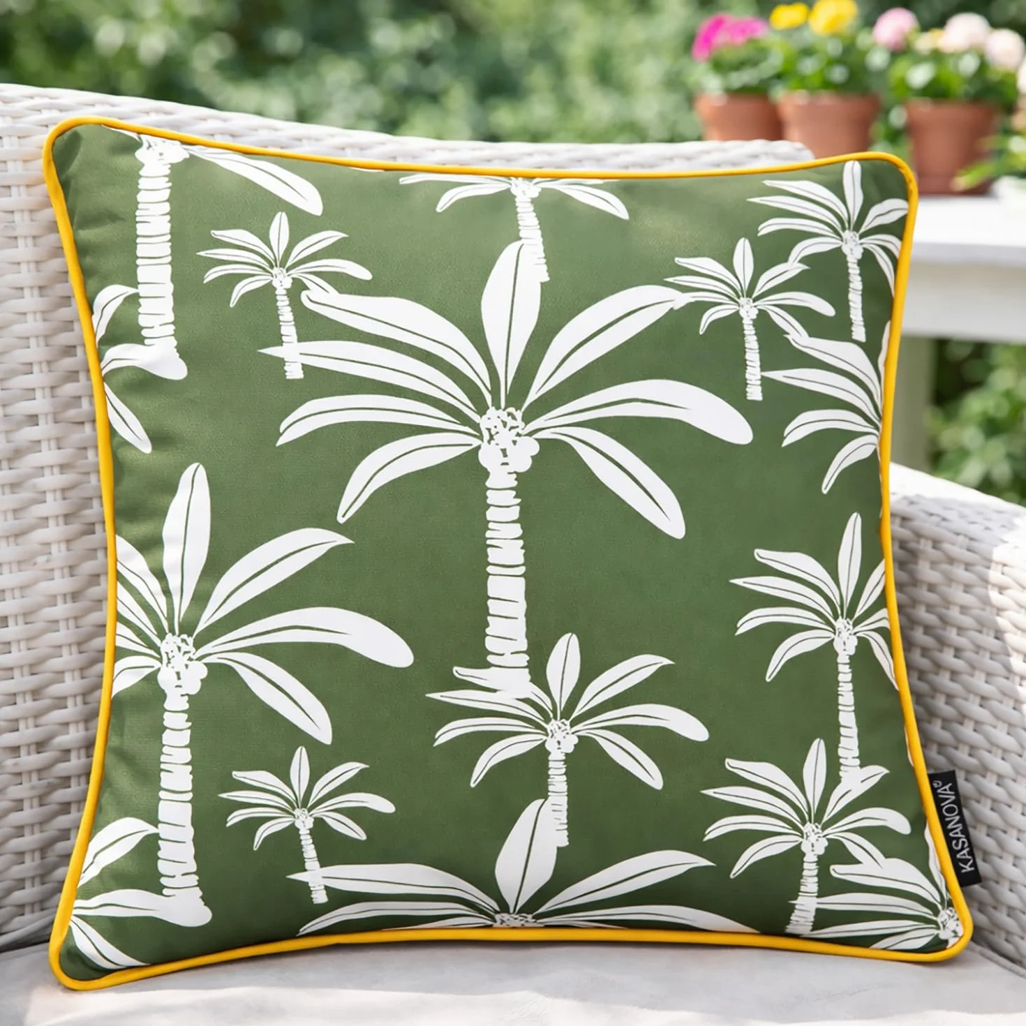 KASANOVA Cuscino arredo idrorepellente 40x40 cm palme verde