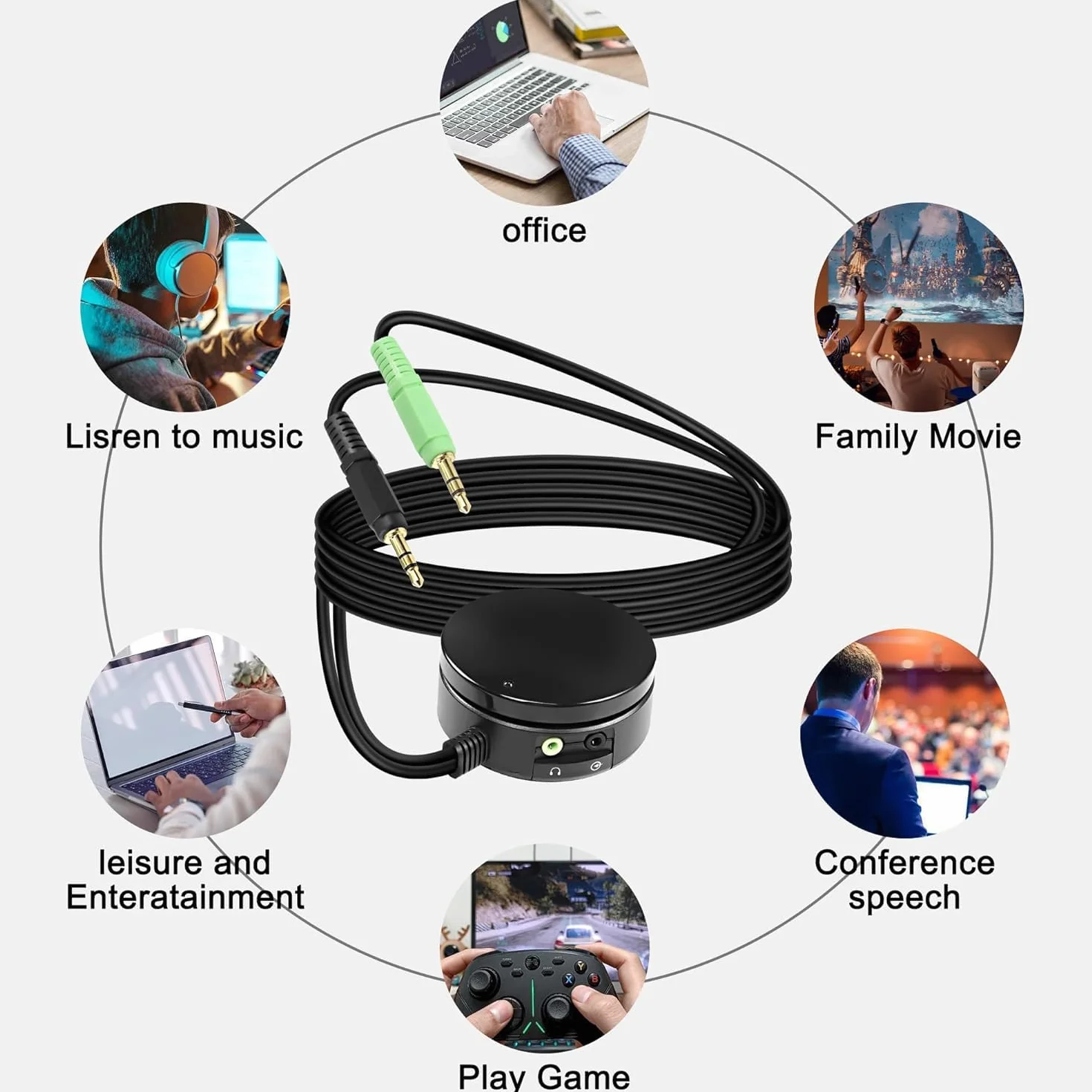 XMSJSIY Convertitore controllo volume altoparlanti computer cuffie audio 3,5 mm TRS cavo estensione 1,5 m