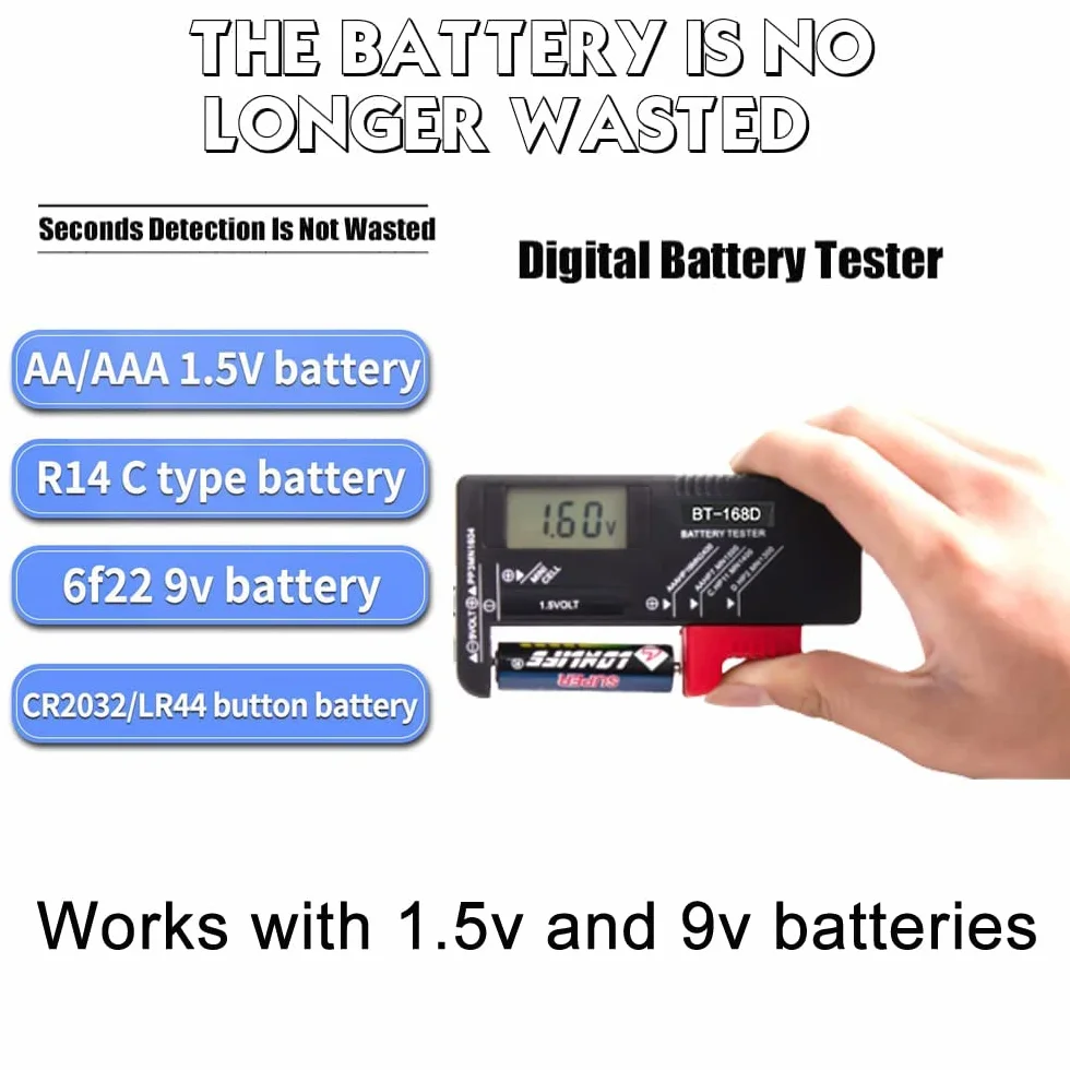 Greluma 2 Pz Tester batteria digitale universale per batterie AAA AA C D 9V 1,5V
