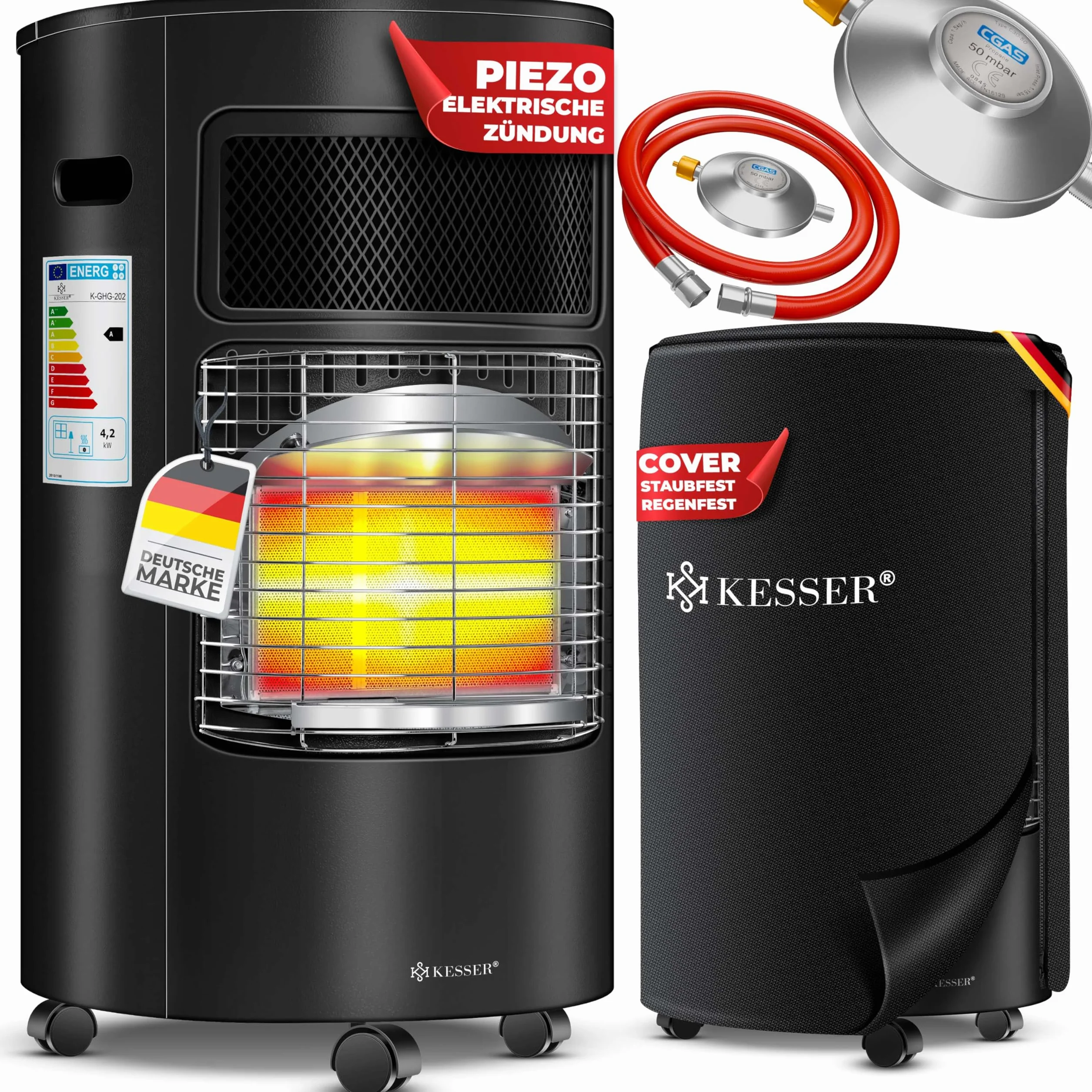 KESSER® Riscaldatore a gas 4200 Watt stufa a infrarossi in ceramica per bombole butano propano