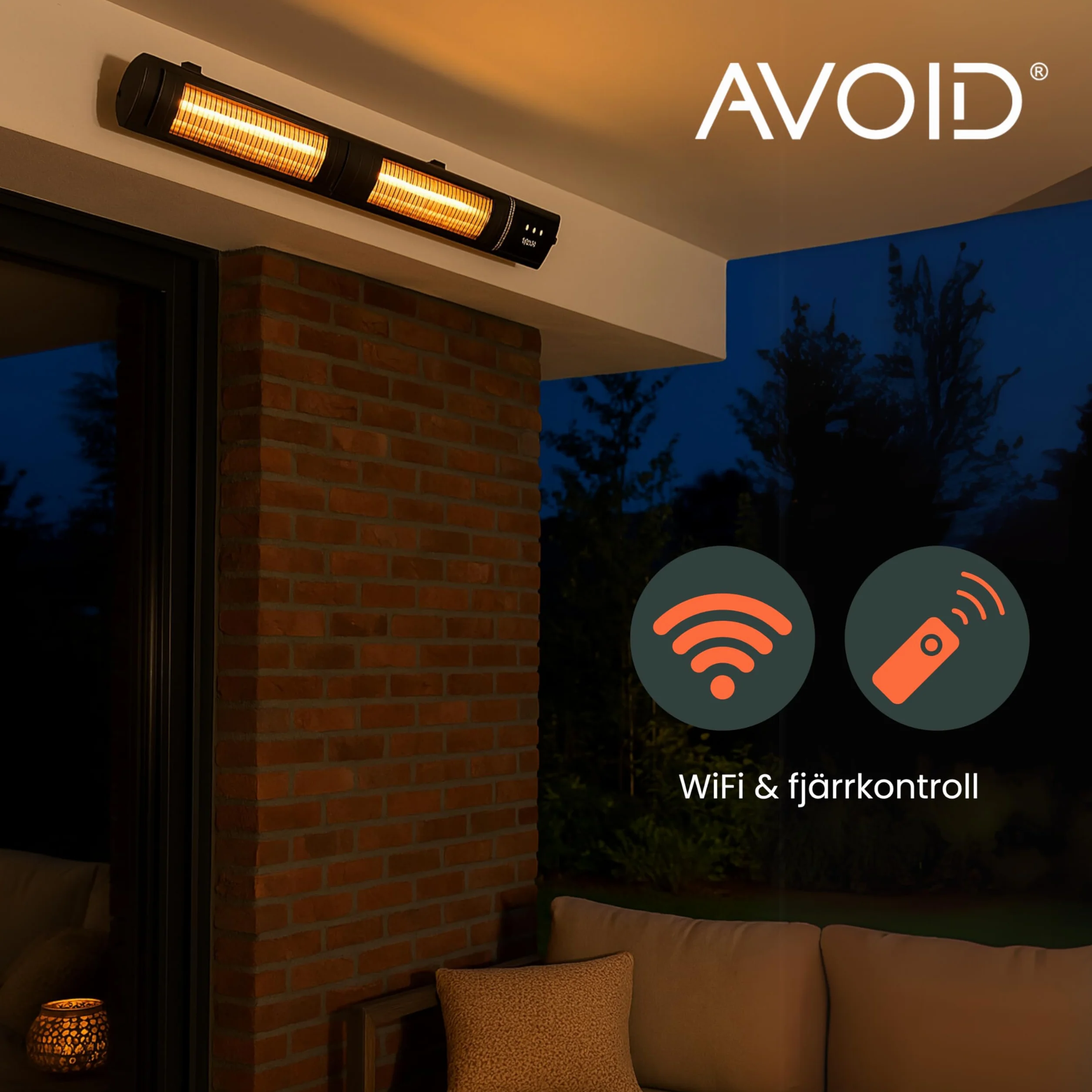 Stufa elettrica infrarossi da parete 3000W con WiFi e telecomando, basso consumo per esterno