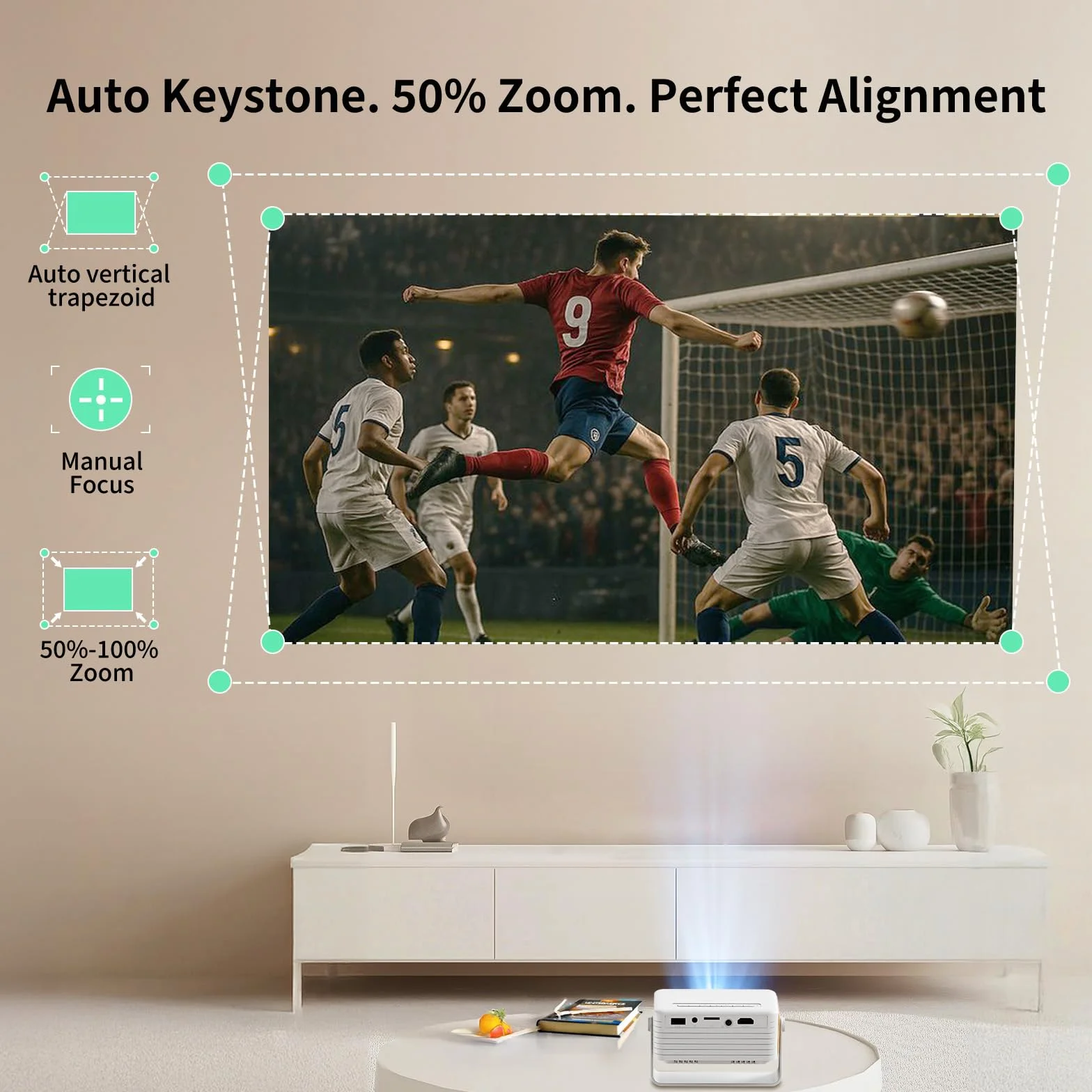 Yoton Y3 Mini Proiettore 15000 Lumens 4K Full HD 1080P Videoproiettore Portatile Auto Keystone Zoom 50%