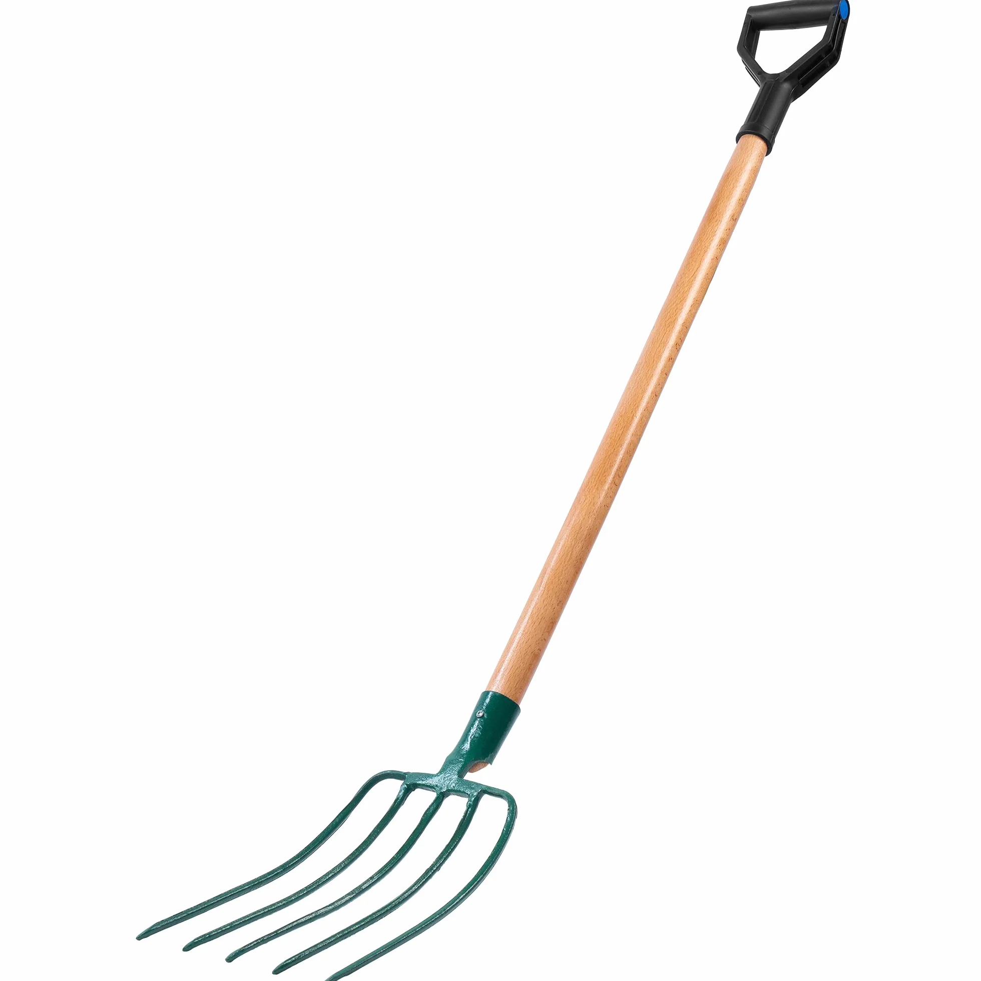 KADAX Forca da Giardino in Acciaio Resistente per Coltivazione e Lavori Agricoli, Forcone per Fieno con Manico Ergonomico in Legno (5 Denti)