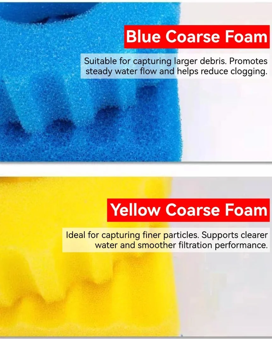CPF-2500 / CPA-2500 / GPF-2500 Spugne Filtro Laghetto – Ricambio Materiale Filtrante, Spugne in Schiuma Filtrante per Laghetto (2 x Blu Grossolana, 2 x Gialla Fine, Ø 230 mm)
