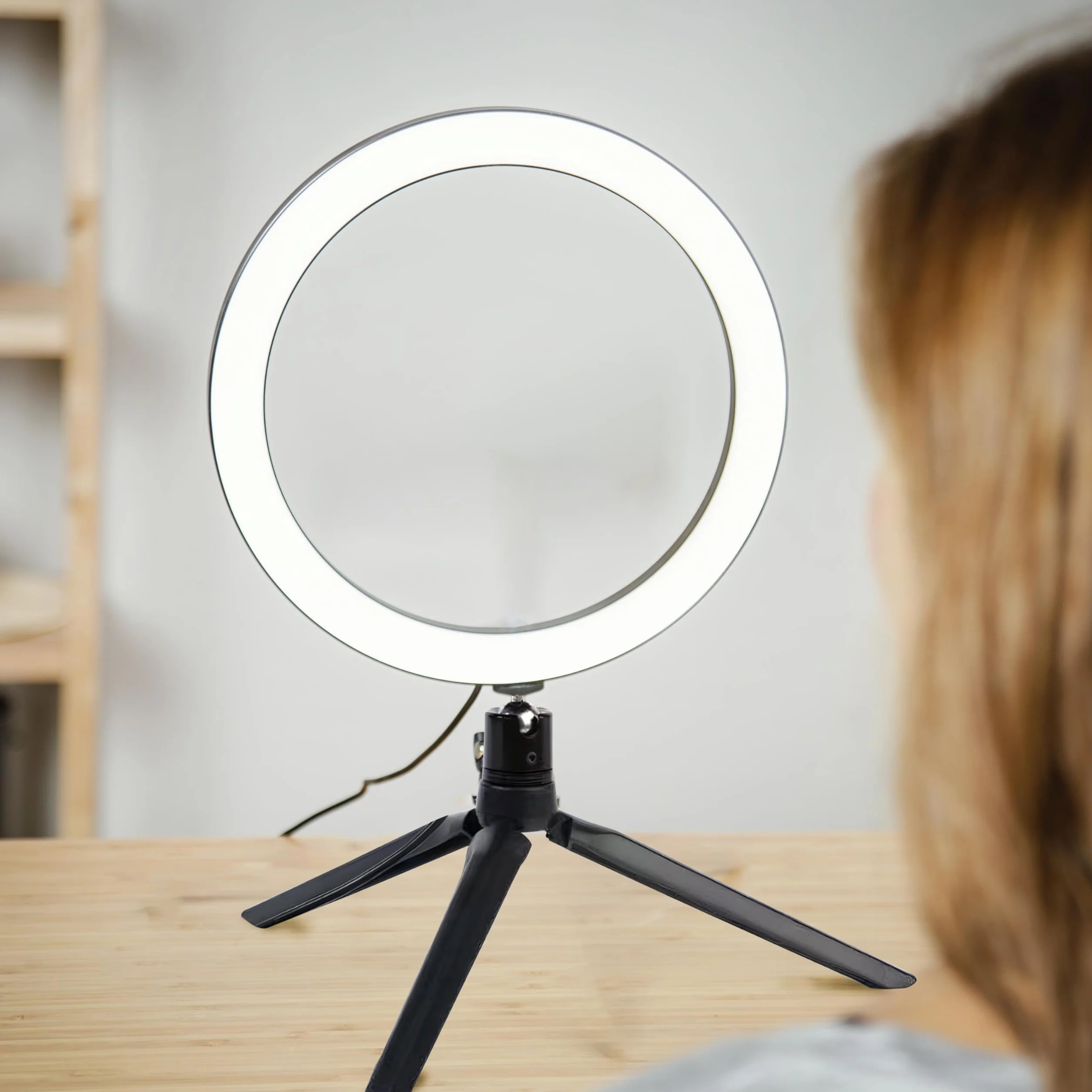 Retoo Luce ad Anello LED Ring Light per Selfie Staffa Triangolare 3 Modalità Illuminazione Trucco Fotografia Video Live Streaming Smartphone