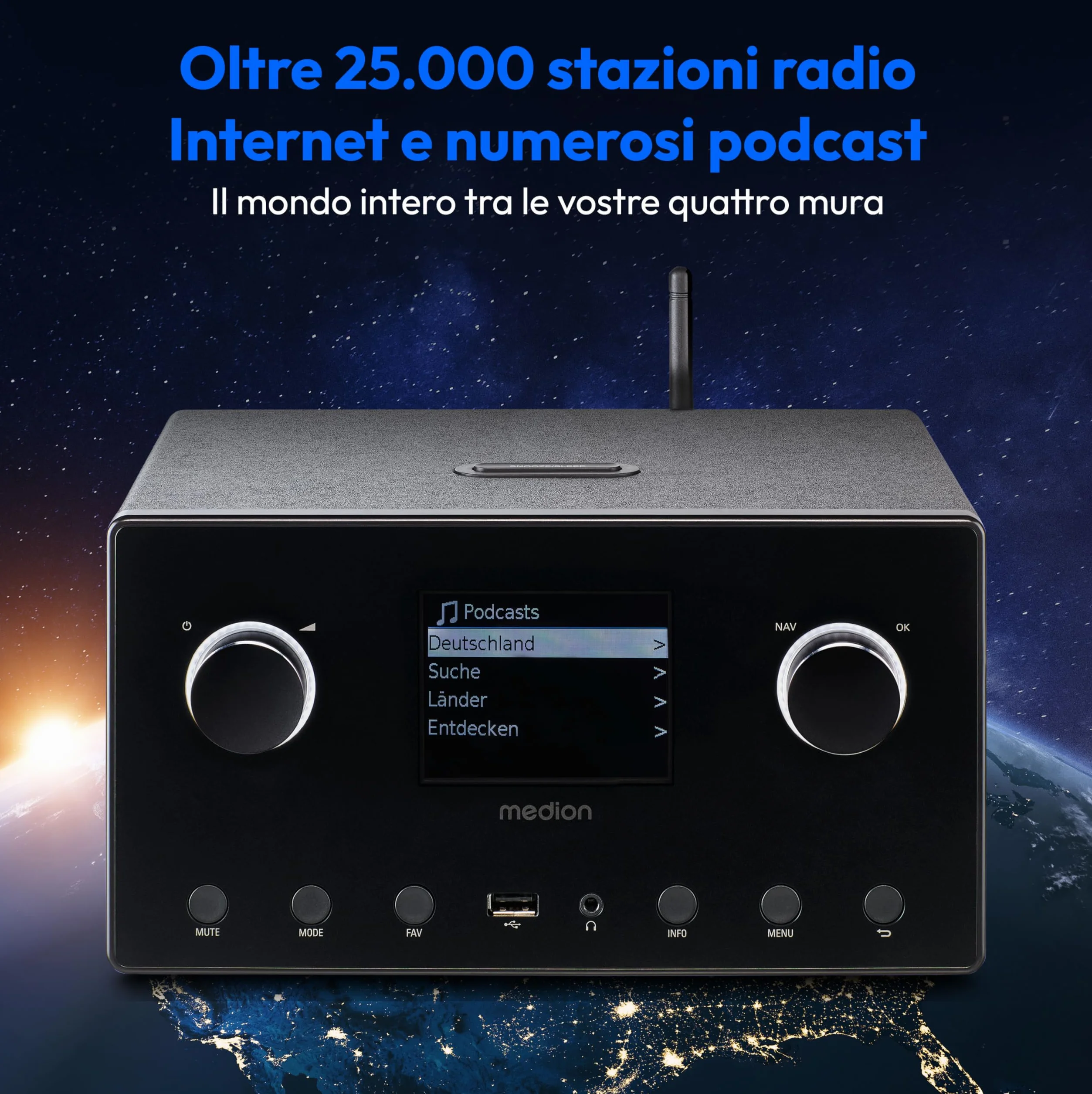 Medion P85444 2.1 Radio Internet z subwooferem DAB+ FM Spotify Connect WLAN Bluetooth