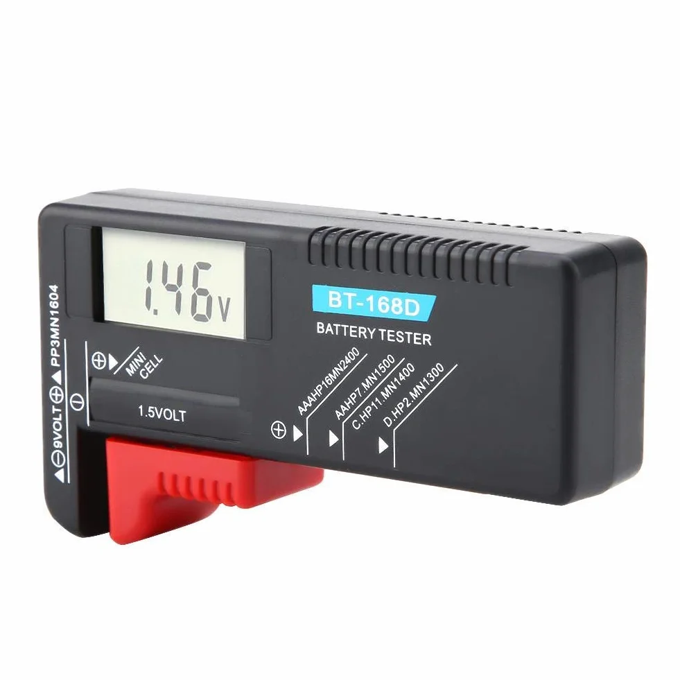 GTIWUNG Tester Batteria Digitale LCD BT-168D per AA/AAA/C/D 1.5V PP3 9V Batterie a Bottone