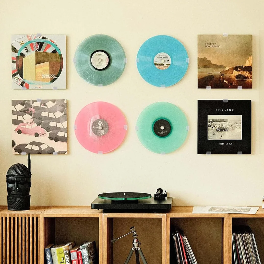 Pezzi Supporto da Parete per Dischi in Vinile, Acrilico Trasparente Espositore per Copertina LP