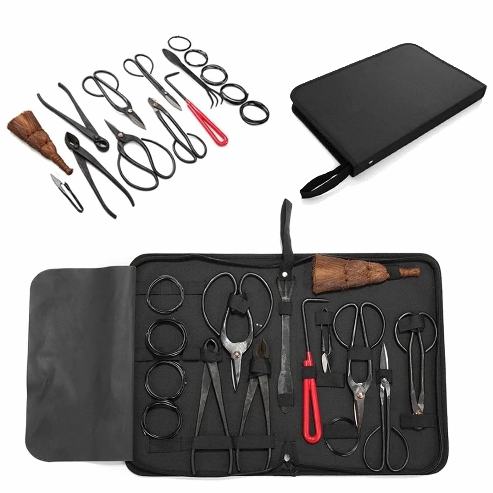 Set di Attrezzi per Bonsai, Professionale 15 Pezzi Pinze per Taglio a Forbici in Acciaio Inossidabile Set di Utensili per Giardinaggio con Foglia di germoglio, set di cesoia in acciaio al carbonio