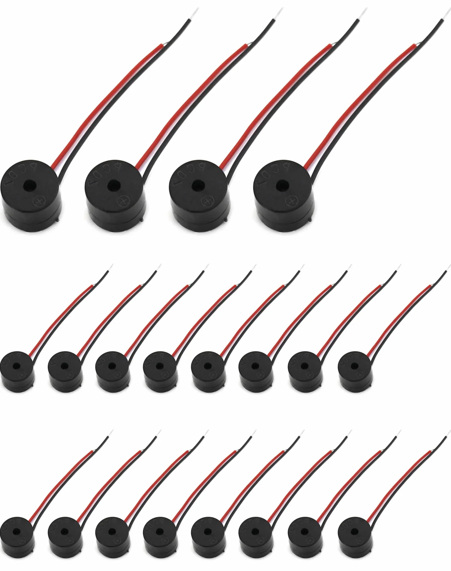 QWORK 20 Pezzi Cicalino Elettronico di Allarme, 3-12 V Buzzer 85 dB, Cavo 50 mm