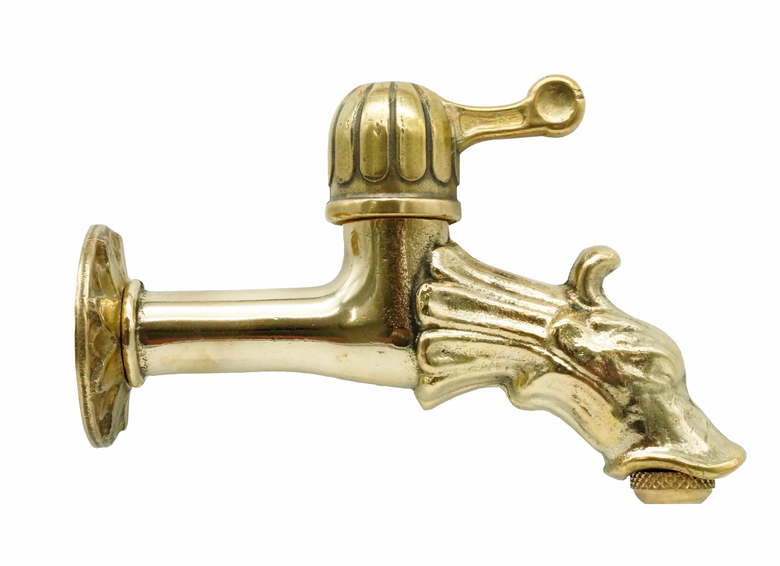 L'ARTISTICA F.LLI PERINCIOLI | Rubinetto Artistico a Passo Rapido con Rosone e Portagomma Attacco 1/2" M, Rubinetto in Ottone per Fontane a Colonna o Muro, 103x150mm