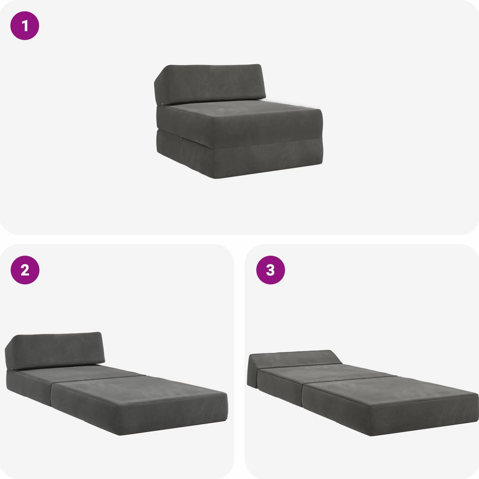 vidaXL Divano Letto Pieghevole Grigio Scuro 60x70x41 cm Tessuto Compatto