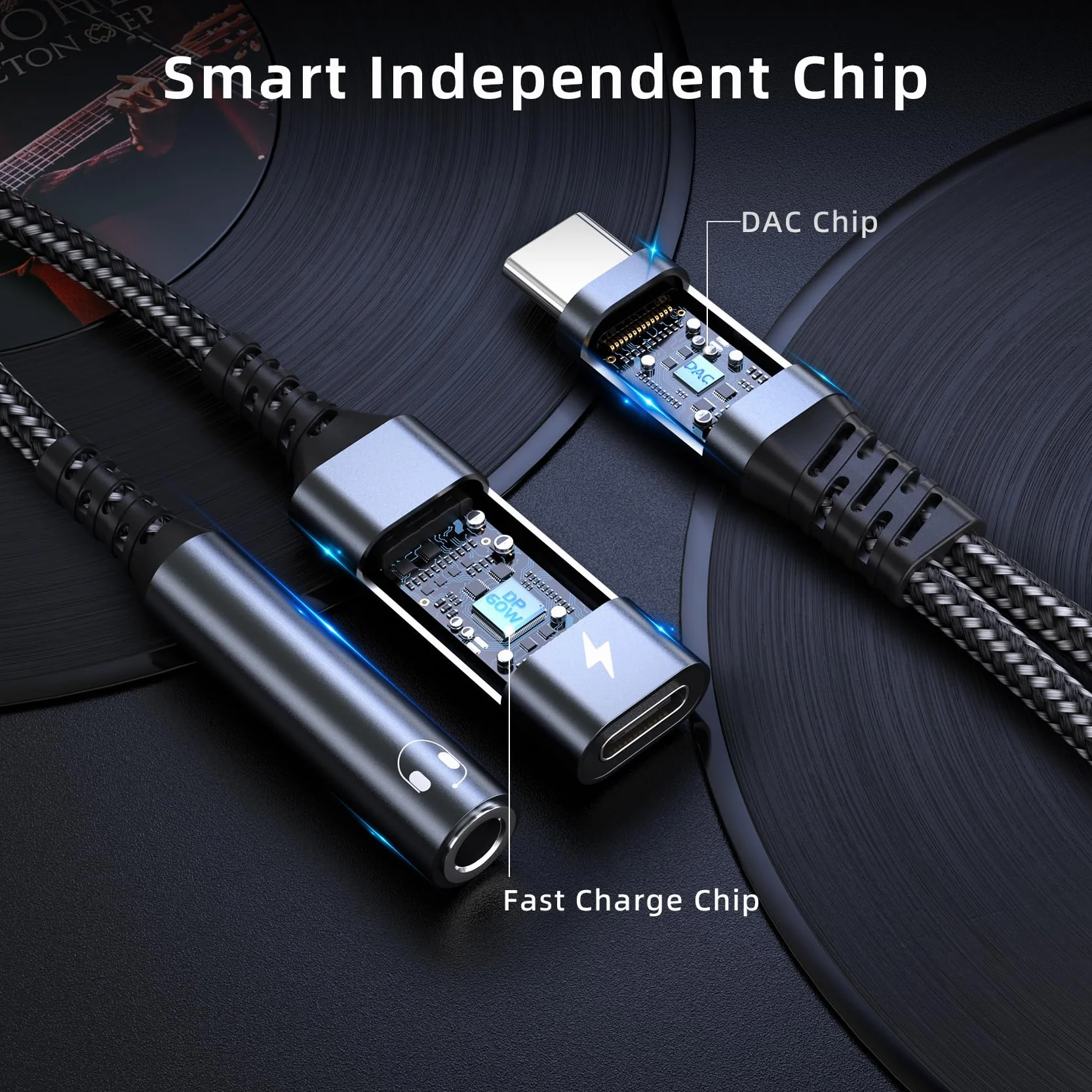 Adattatore USB C a Jack 3.5mm 2 in 1 con Ricarica Rapida PD 60W per iPhone 16/15 Pro Max Samsung S24 Ultra
