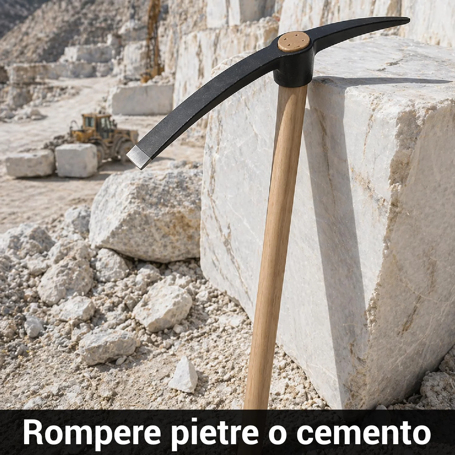Crisalide® Piccone in Acciaio Temprato 47 cm con Manico in Legno di Faggio 97 cm – Attrezzo da Scavo Robusto per Terreni Rocciosi, Superfici Dure e Lavori Agricoli Intensivi