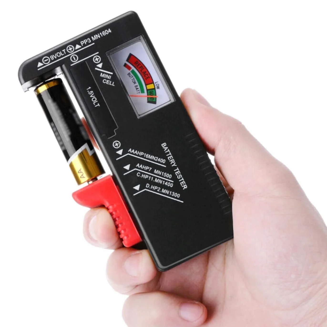 Tester per Volt per batterie AA AAA C D 9V 1,5V