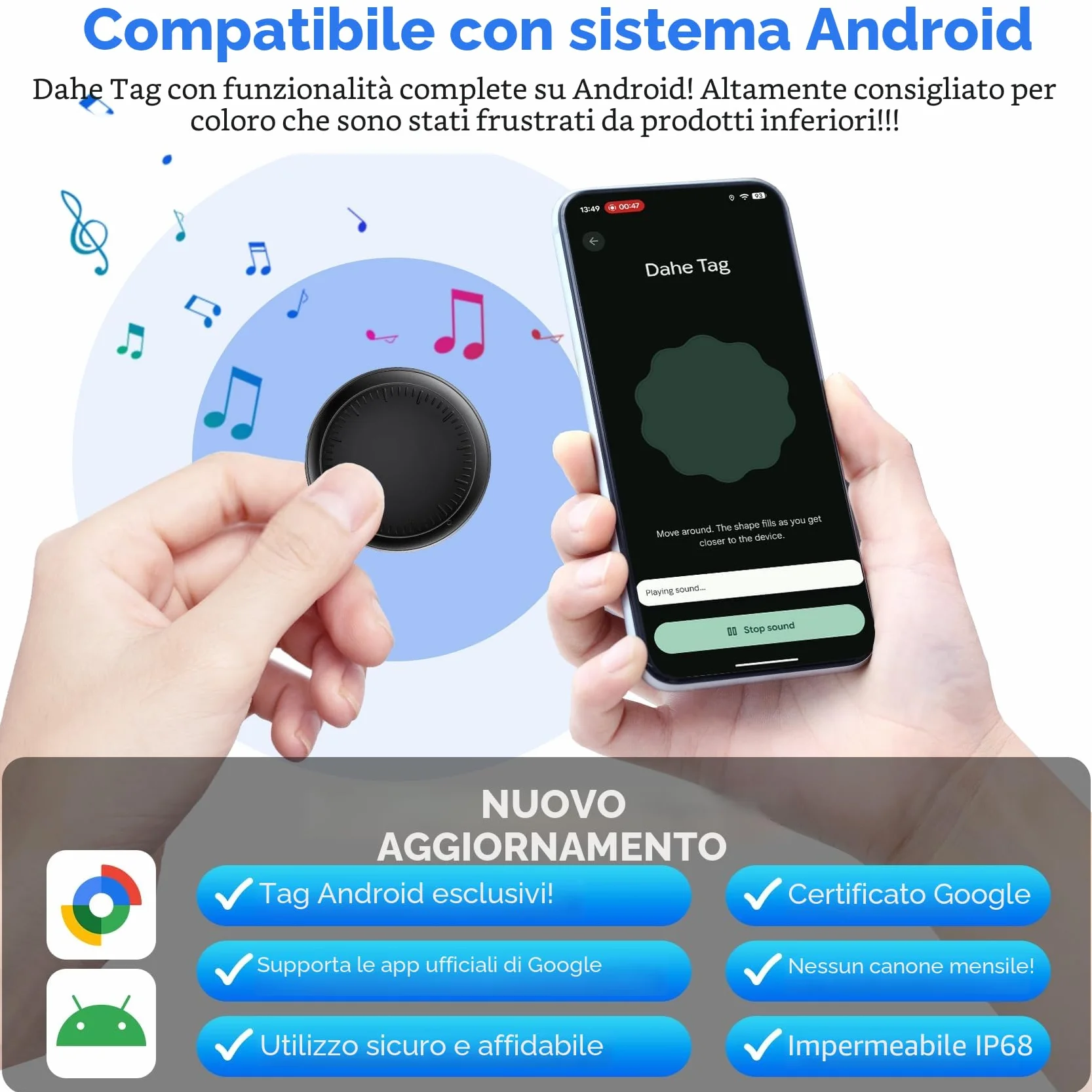 GPS Tracker per Auto, Air Tracker Android, Magnetico, IP68 Impermeabile, Localizzatore con App Copertura Globale, Tracciare Veicolo Moto, Senza SIM