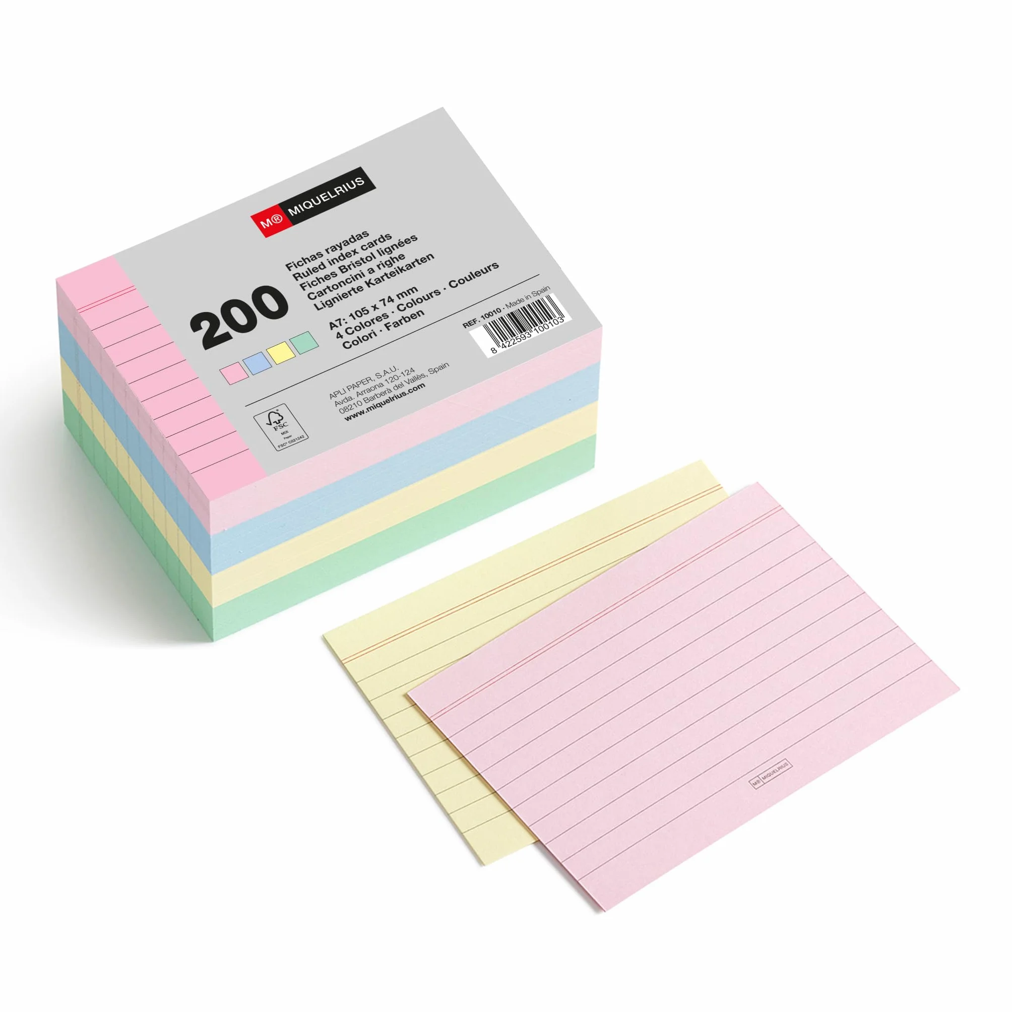 Miquelrius Flashcards A7 200 szt. karty do nauki 150x100 mm 200 g/m² pastelowe