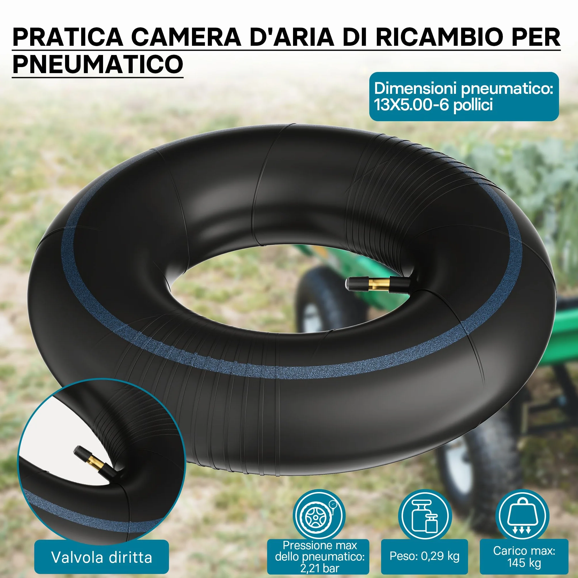 Camera d'aria per pneumatici trattorino rasaerba TR13 13x5.00-6
