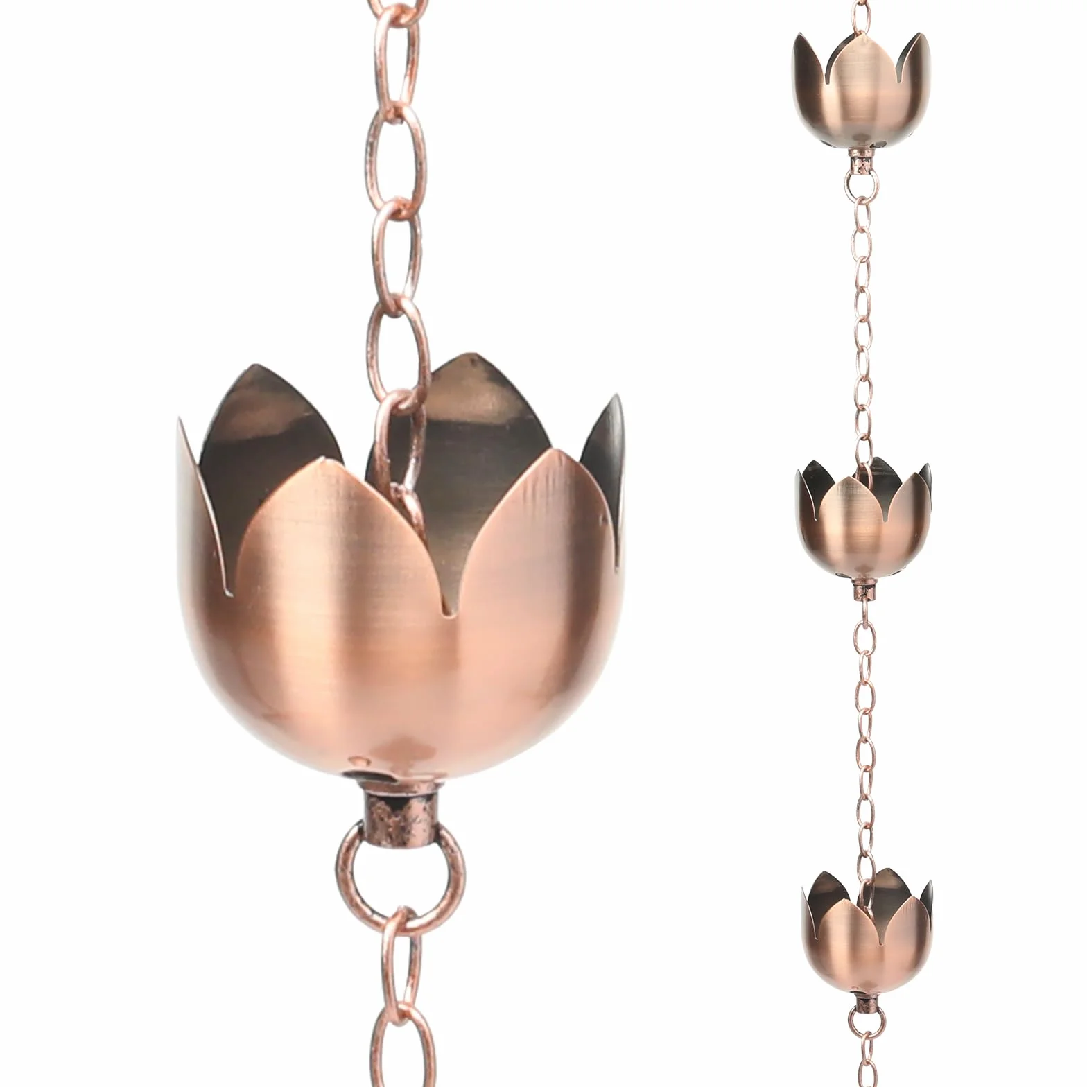 Rame Catena per Grondaie Set 1,6m 8 Tazze Oro Rosa