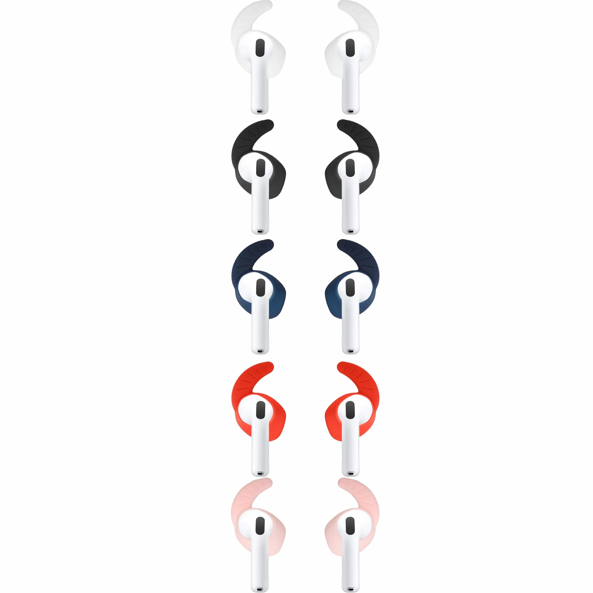 kwmobile Set 5x Gancio Anticaduta Compatibile con Apple Airpods 4 - Supporto Auricolare Sportivo Antismarrimento per Cuffiette Wireless
