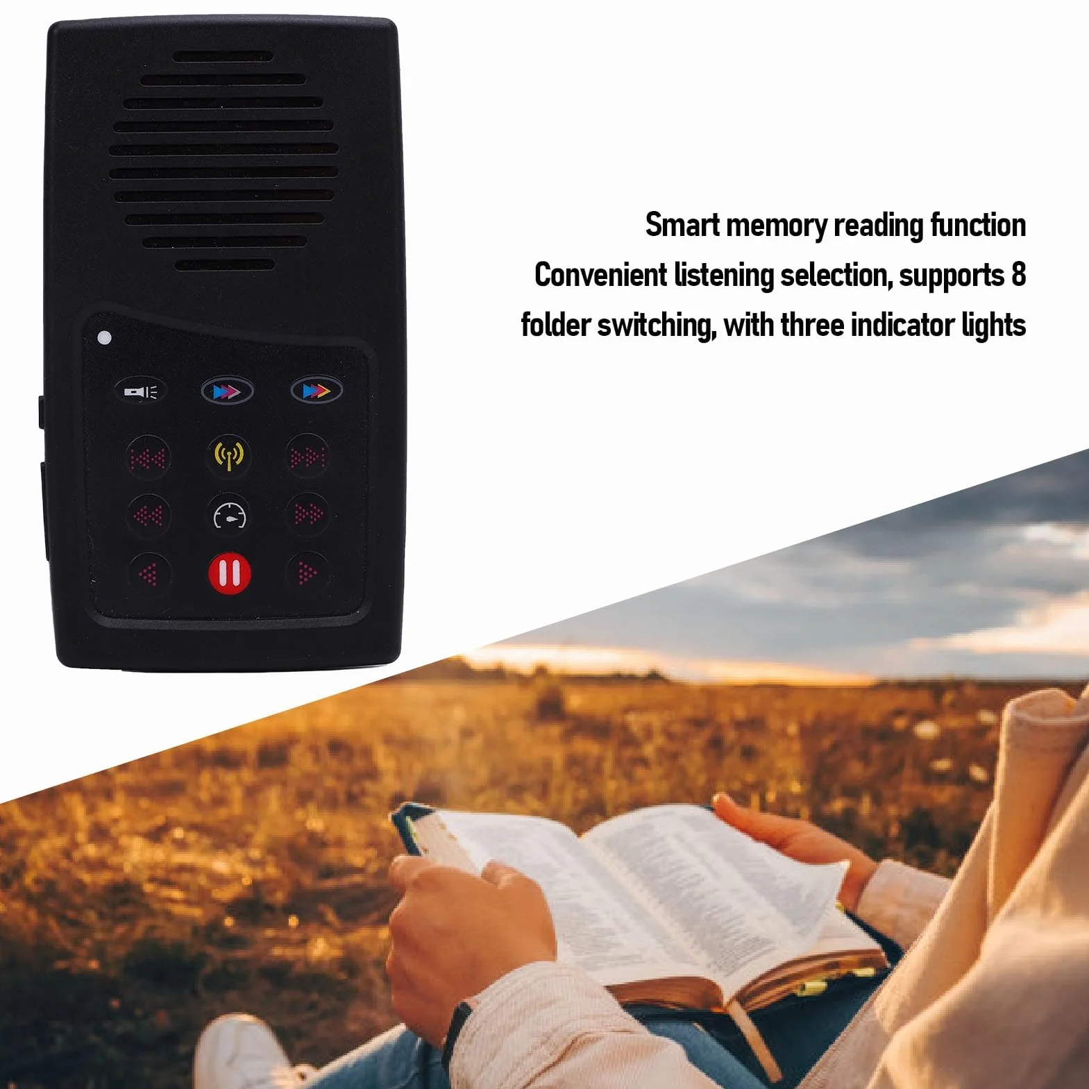 Tosuny Lettore Biblico Audio Solare Portatile con Francese Spagnolo KJV NIV Radio FM Batteria a Lunga