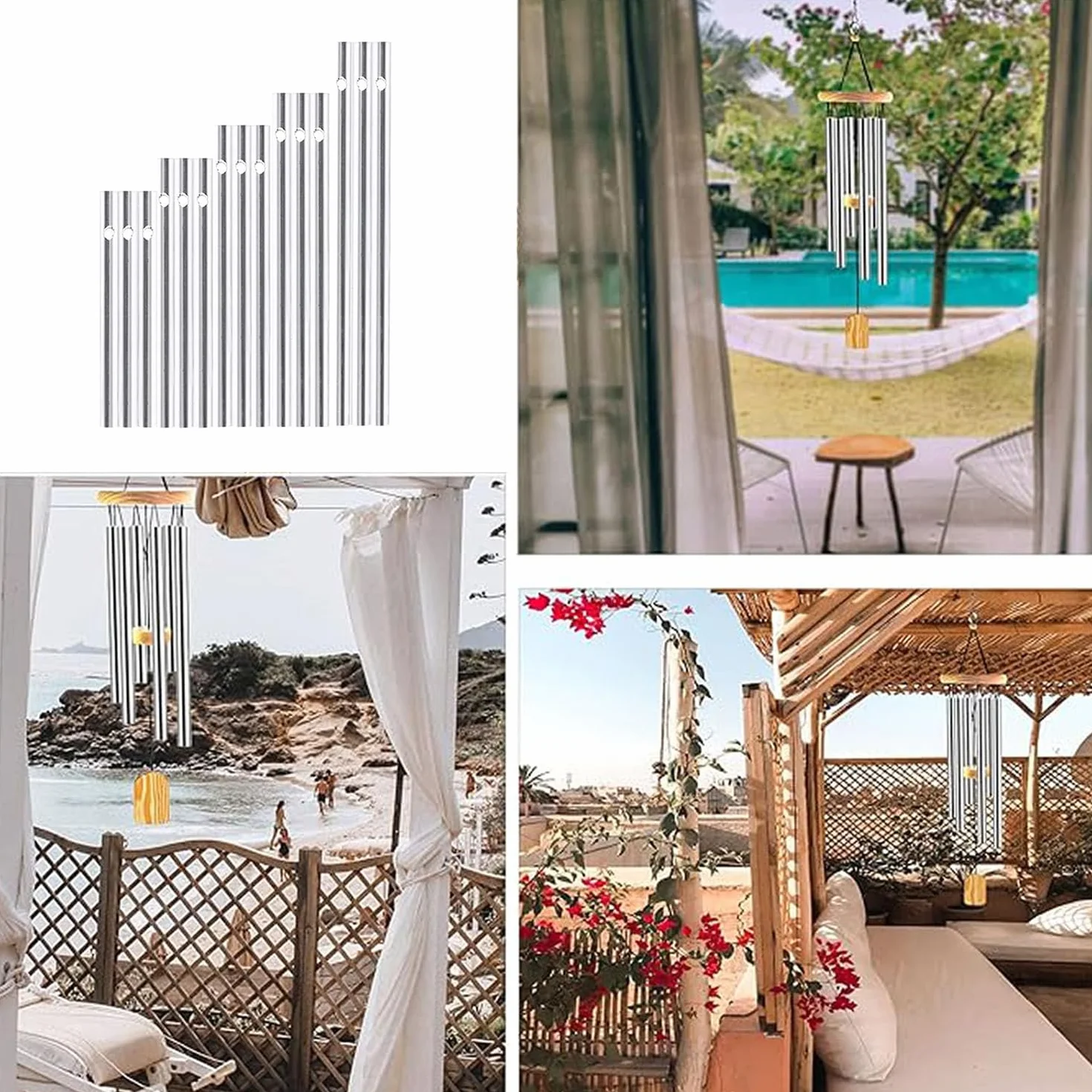 Shirene Tubi a vento fai da te, 30 pezzi, accessori per campanelle a vento con 5 diverse lunghezze in alluminio, per casa, giardino, terrazza e fai da te