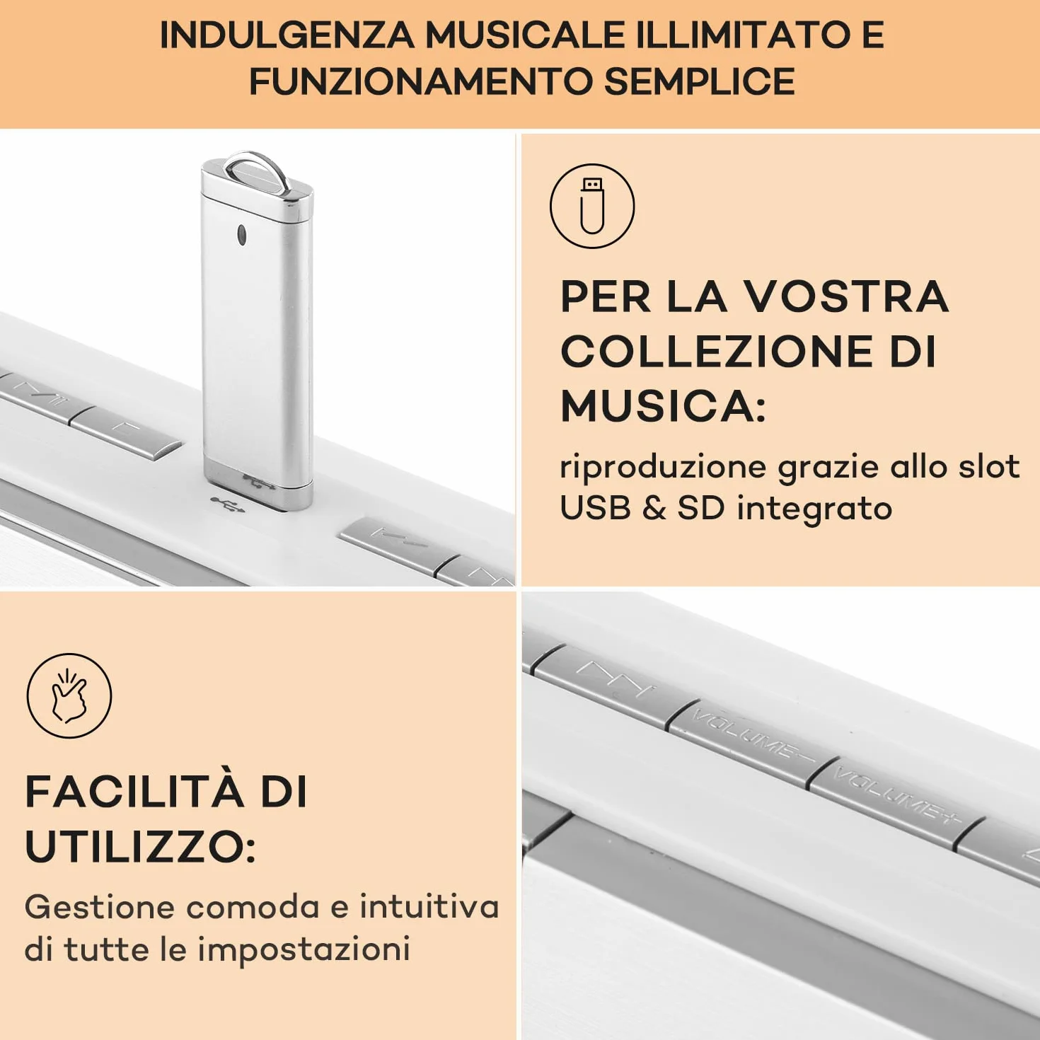 oneConcept Radio Portatile con Lettore CD HiFi, FM Stereo, AUX, 2 Altoparlanti, Display LCD, Telecomando, Sveglia, MP3, SD