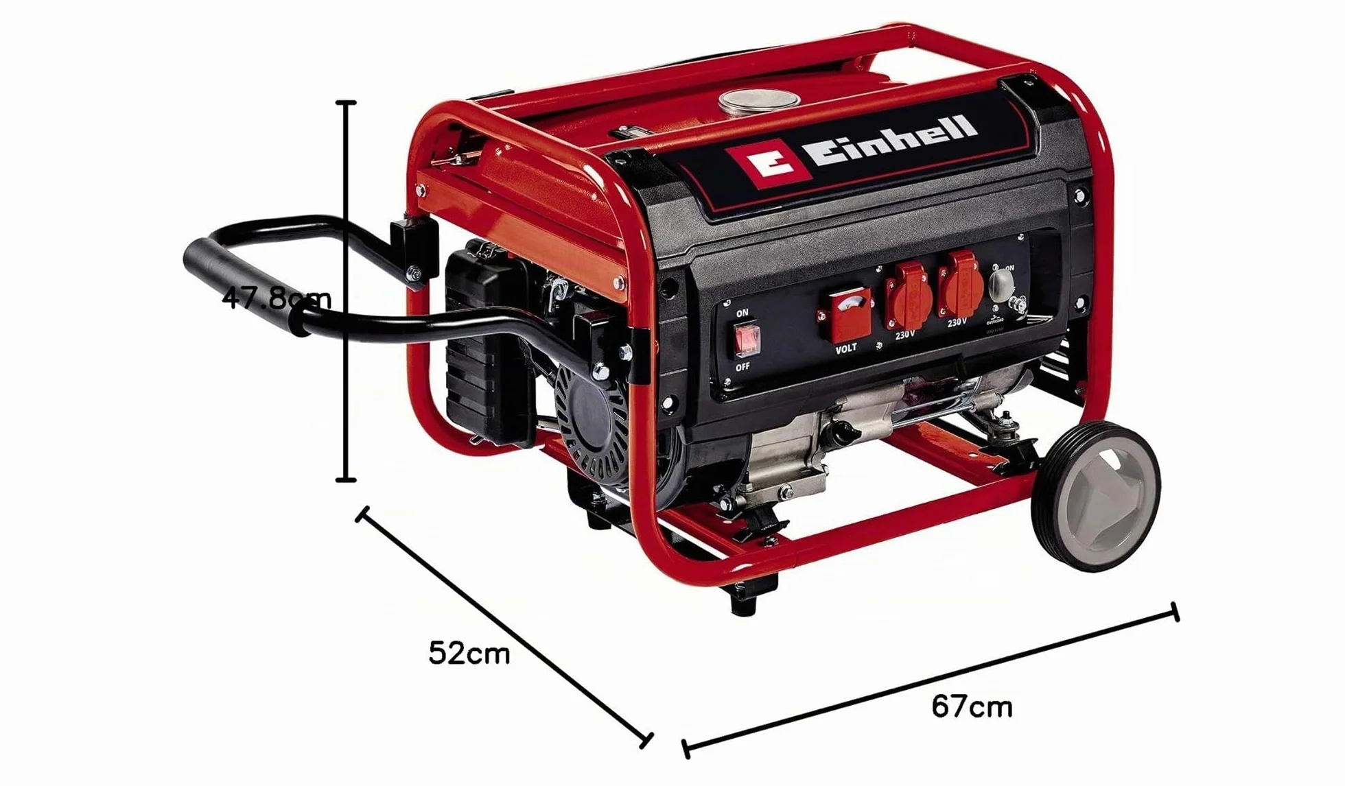 Einhell TC-PG 35/E5 Generatore di corrente a benzina ((benzina, motore 4 tempi, max 3100 W, motore a 4 tempi a basse emissioni, 2 prese da 230 V, funzione AVR)