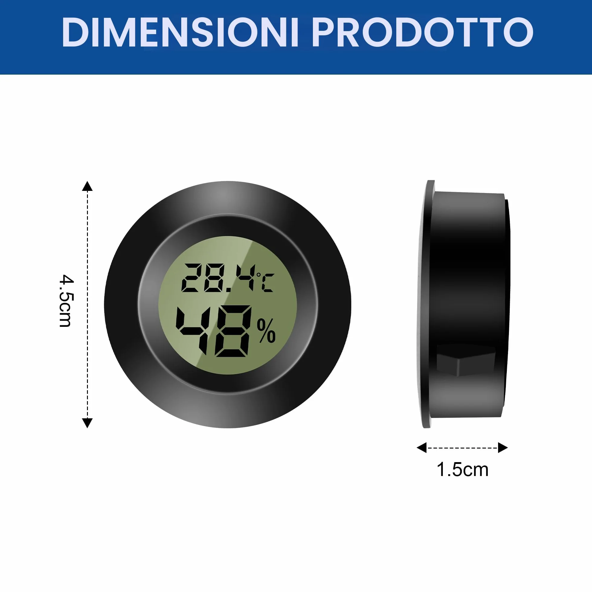 Mini termometro digitale per interni 3 pezzi temperatura umidità igrometro nero
