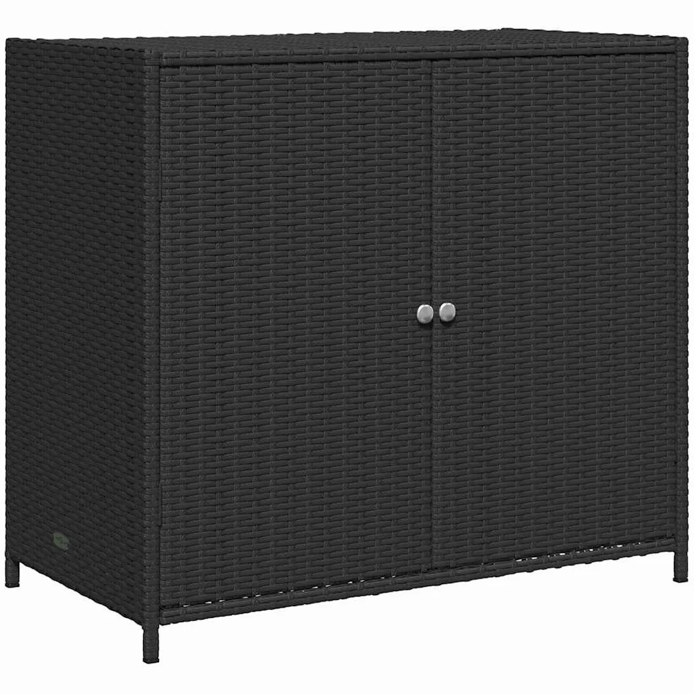 Generico Armadietto Portaoggetti da Giardino Polyrattan Nero 83x45x76 cm