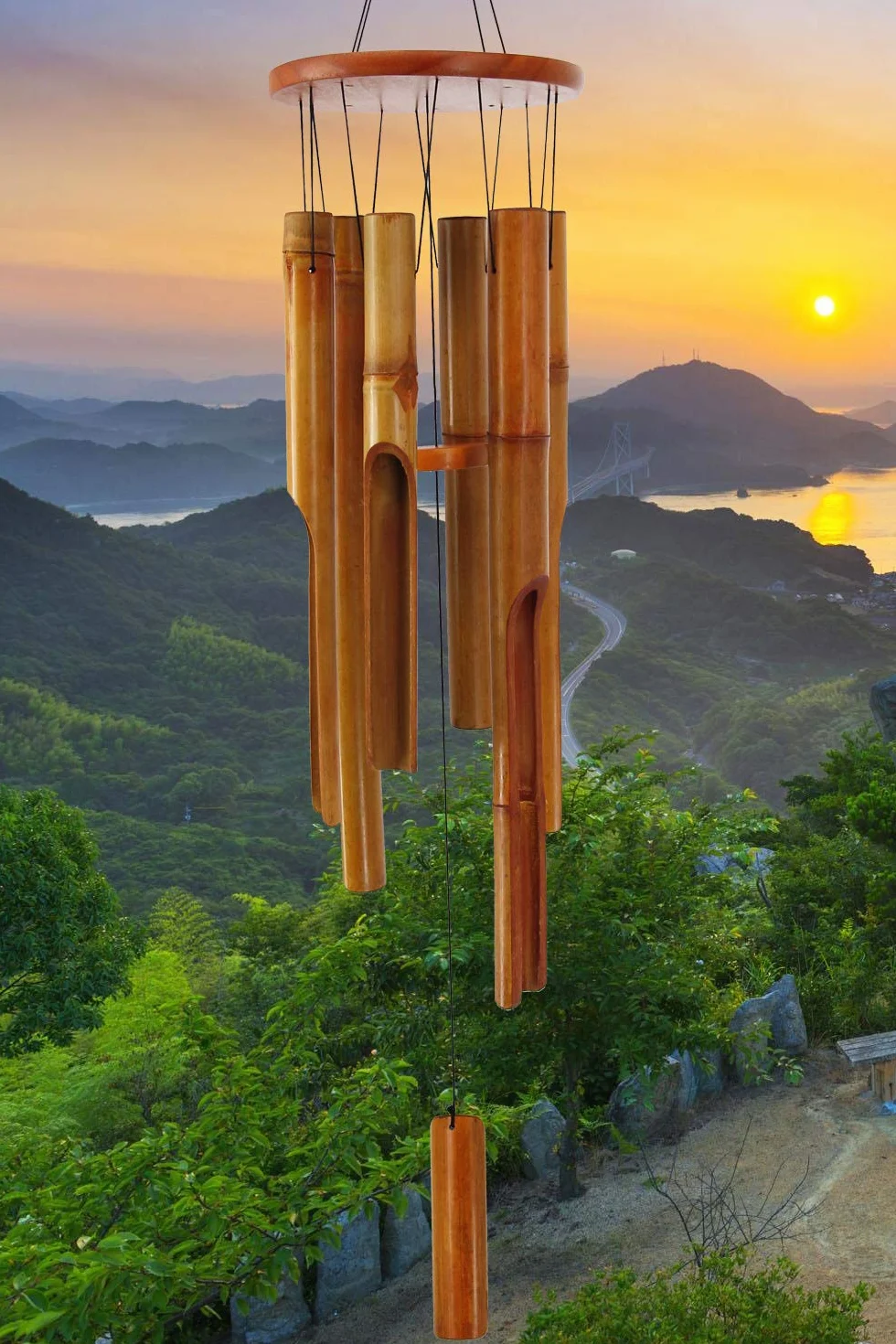 Campanelli a vento in bambù per esterni, campanelli a vento in legno per esterni con melodia profonda, 96,5 cm, classico campanello a vento da giardino zen per relax, grazia. Decorazione per la casa