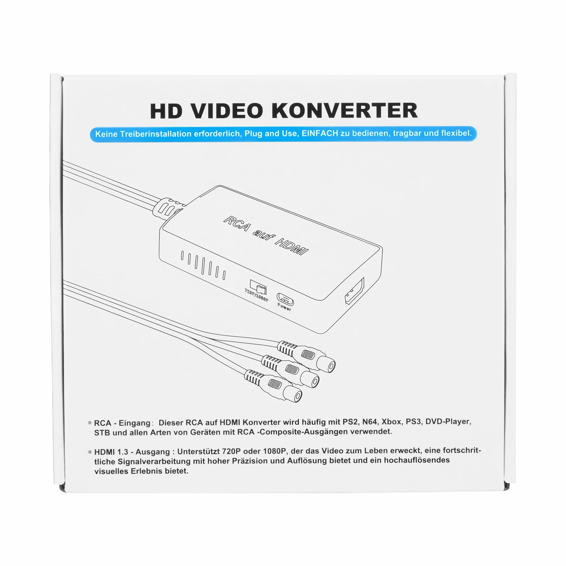 Adattatore RCA a HDMI 1080p Convertitore AV Video Audio per Sky DVD STB HDTV