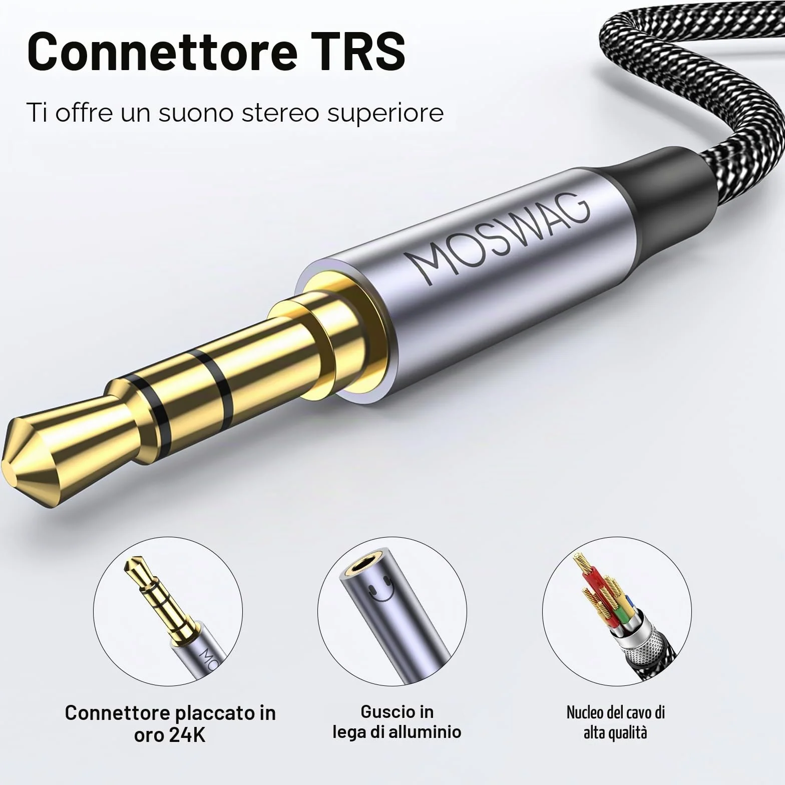 MOSWAG Sdoppiatore Audio Jack 3,5 per Cuffie Splitter Samsung iPhone PS4 Switch PC