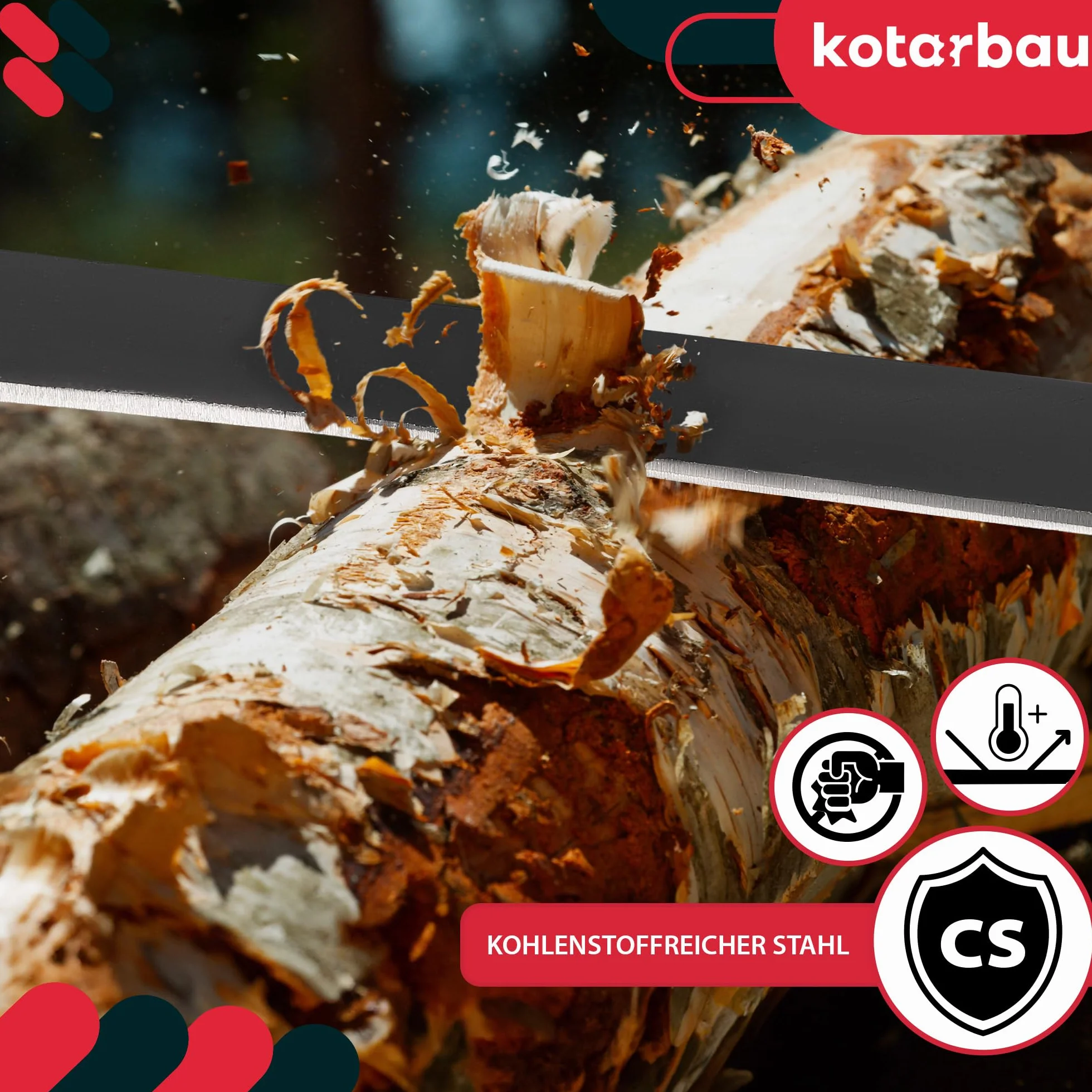 KOTARBAU® Coltello da Trafila - Coltello da Traino - Acciaio al Carbonio - 280 mm - Scortecciatrice per Lavorazione del Legno - Nero - Utensile Manuale per Scortecciare - Manici Ergonomici in Legno