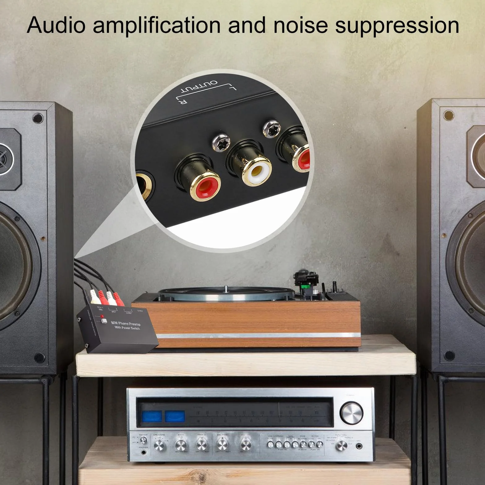 Preamplificatore Phono giradischi con adattatore DC 12V ingresso RCA uscita RCA spina UE