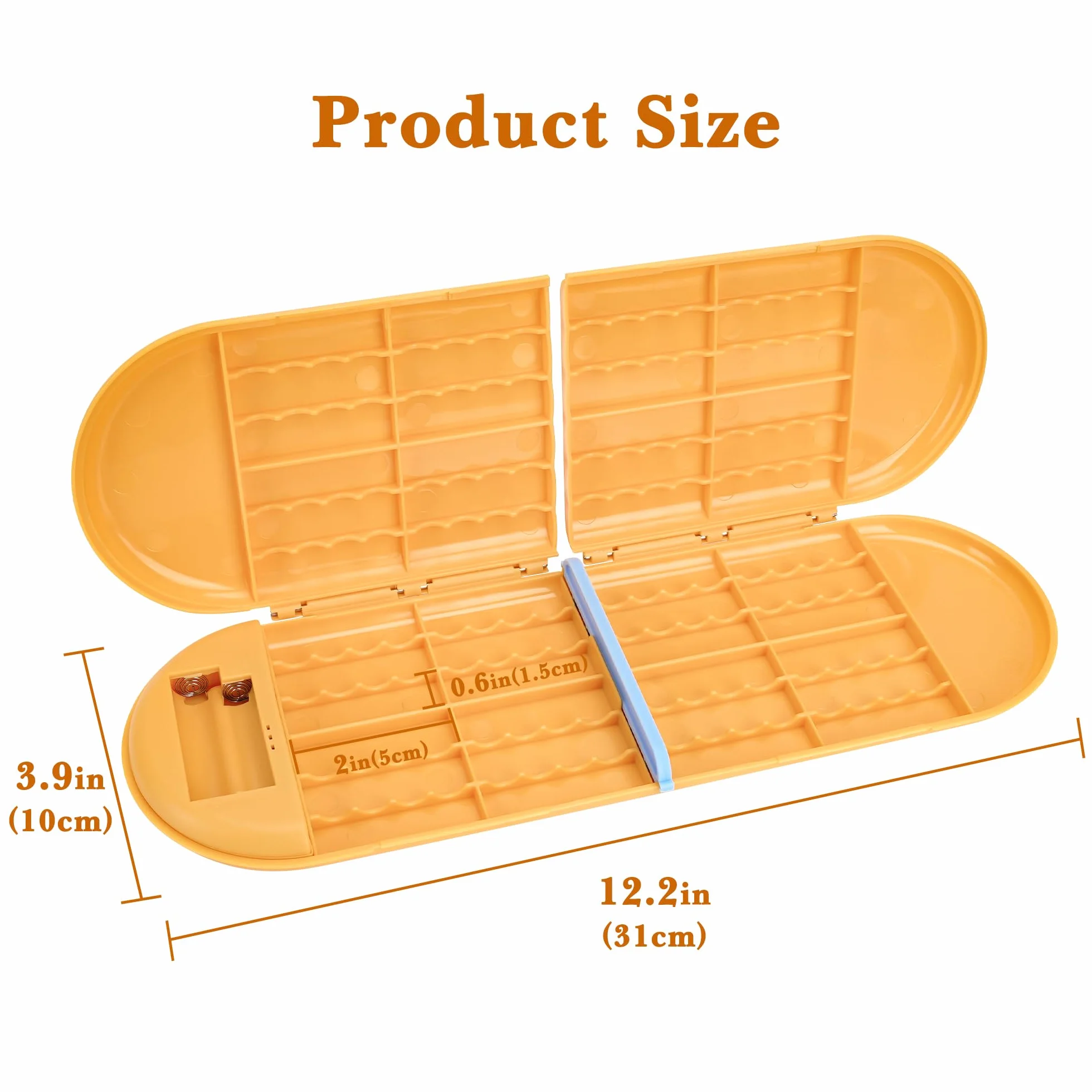 Linkidea Custodia per Batterie con Tester, Organizer Portatile per 12 Batterie AA/AAA, Scatola di Conservazione (Arancione)